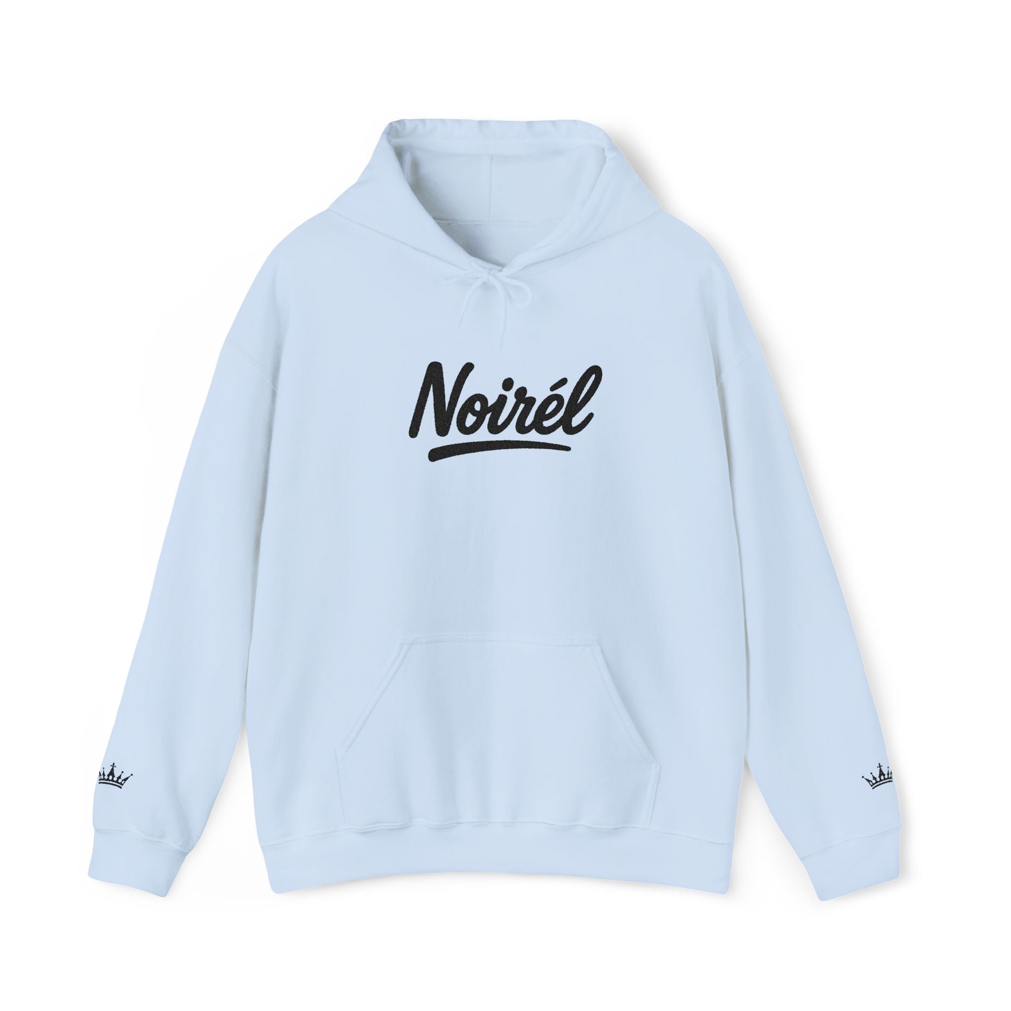 NOIRÉL Script Hoodie – Schwarz gesticktes Logo
