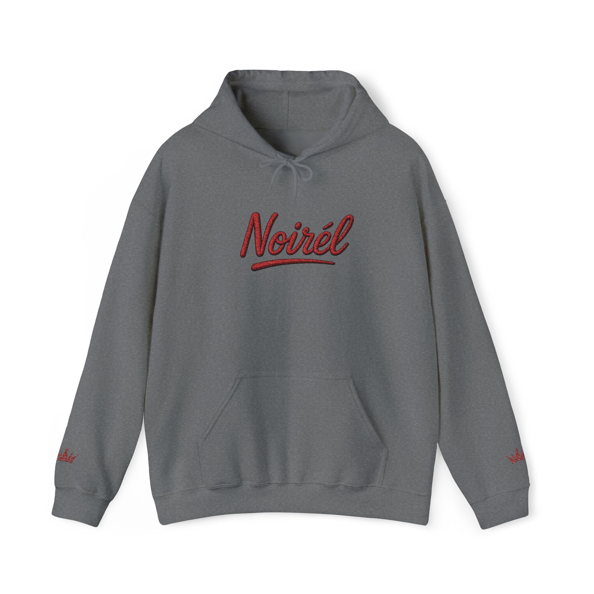 NOIRÉL Script Hoodie – Rot gesticktes Logo