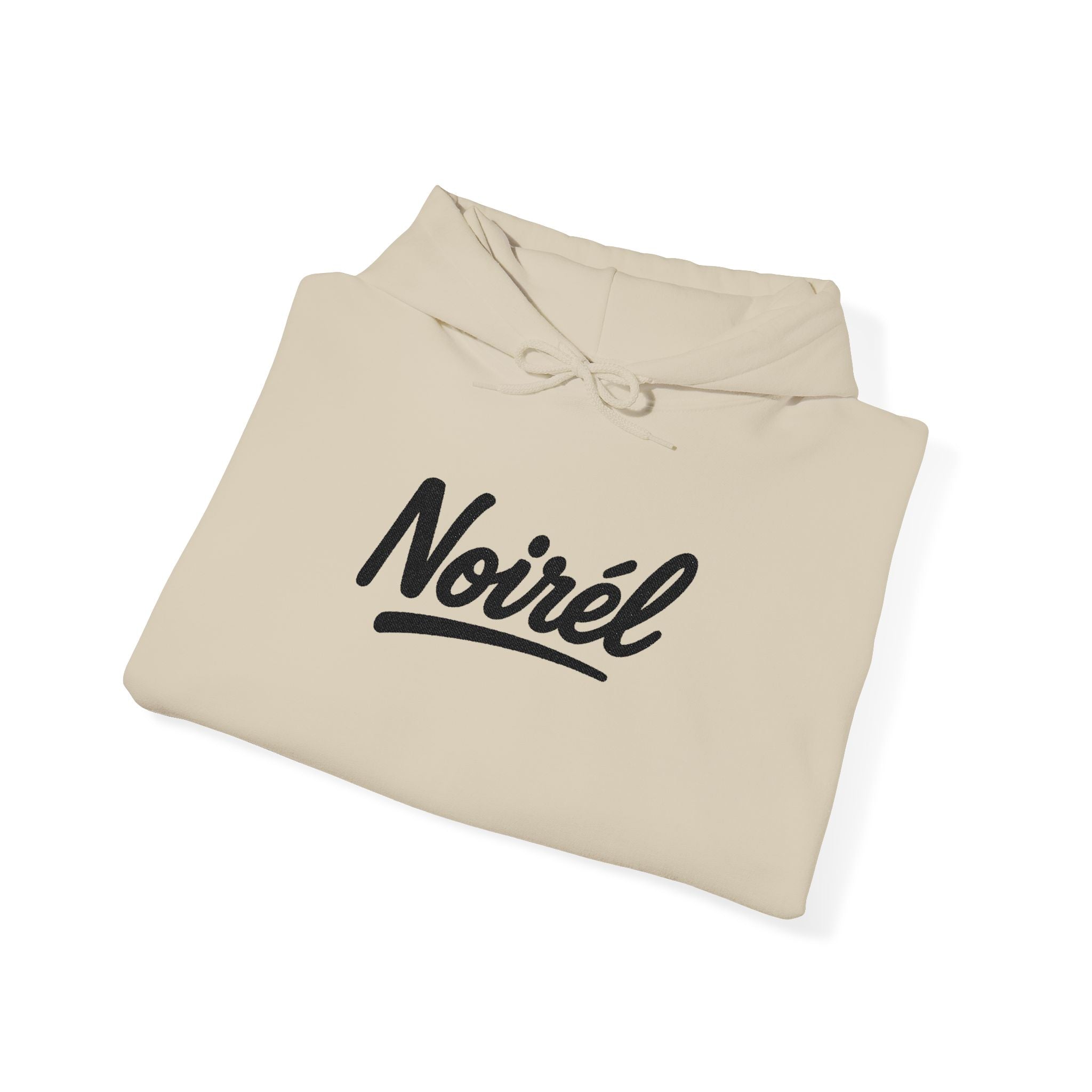 NOIRÉL Script Hoodie – Schwarz gesticktes Logo