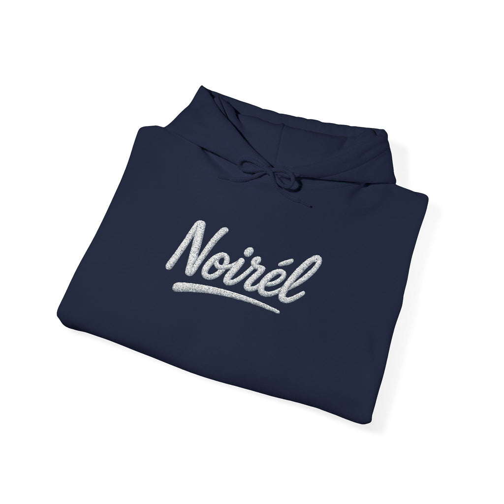 NOIRÉL Script Hoodie – Weiß gesticktes Logo