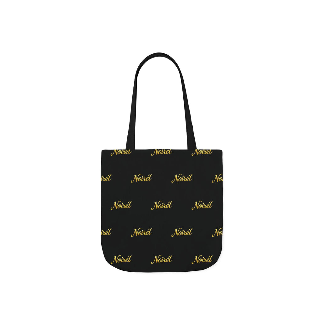 Canvas Tote Bag — Elegant Repeating “Noir” Script Pattern, Black & Gold Everyday Shopper