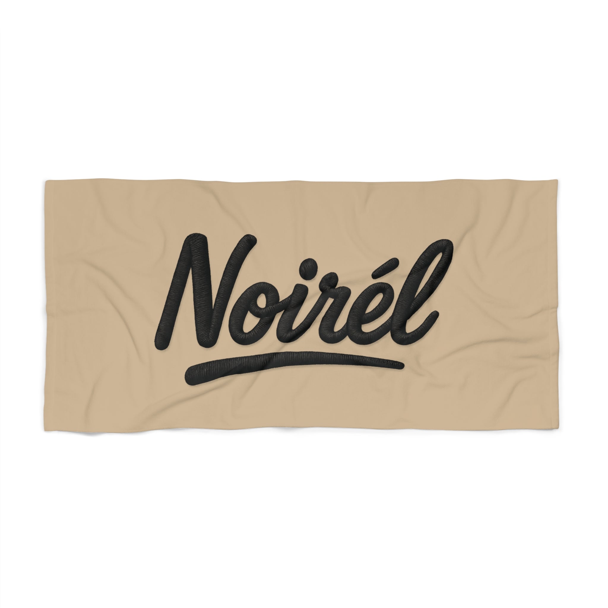 NOIRÉL Script Beach Towel – Premium Beach Towel with Black Script Logo