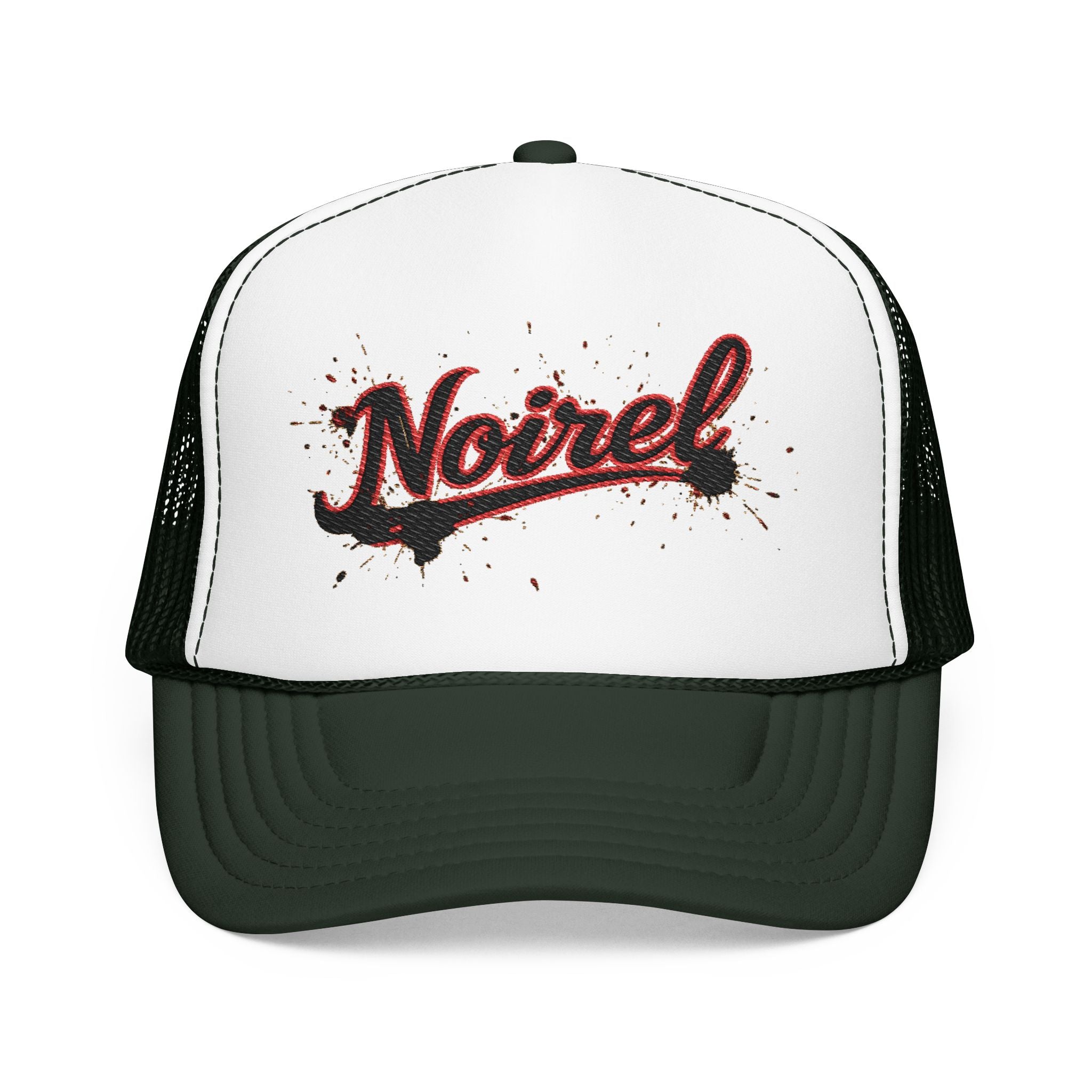 Noiriel Trucker Hat – Retro Script Logo Foam Mesh Cap 