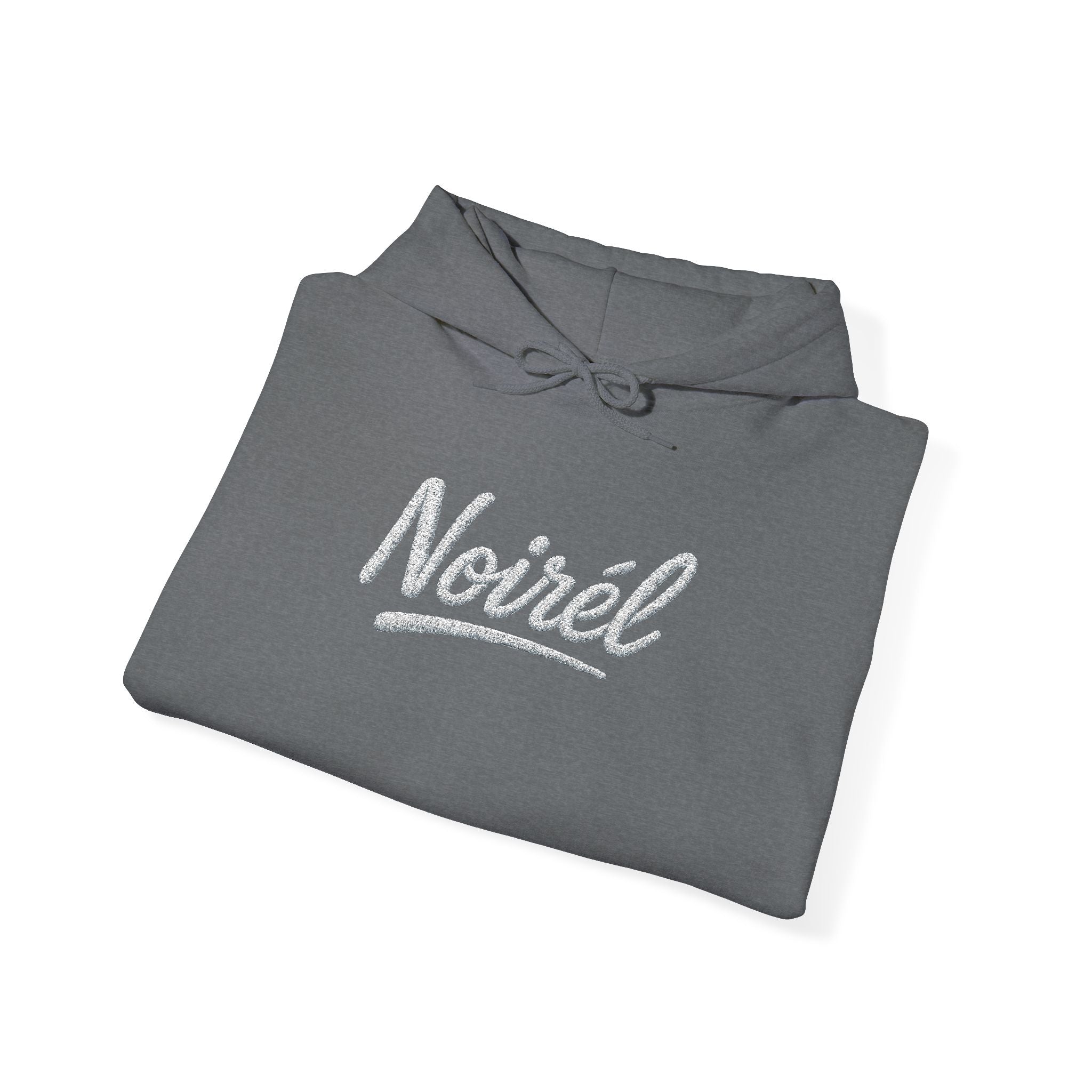 NOIRÉL Script Hoodie – Weiß gesticktes Logo