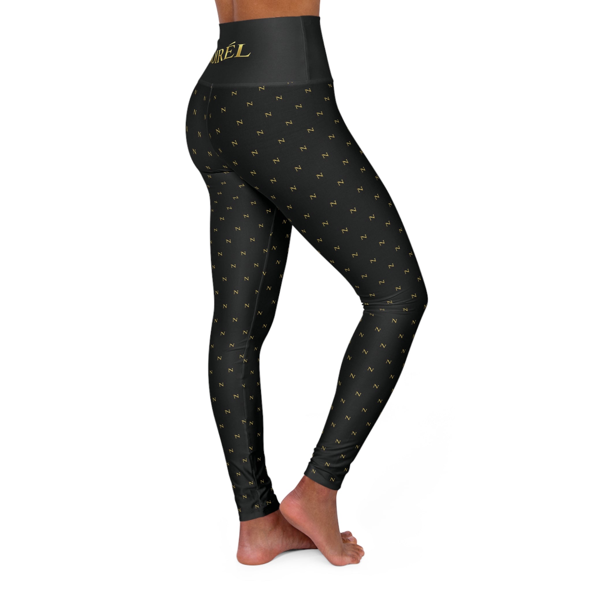 High-Waist Noirél Yoga Leggings — Black & Gold Luxe Activewear