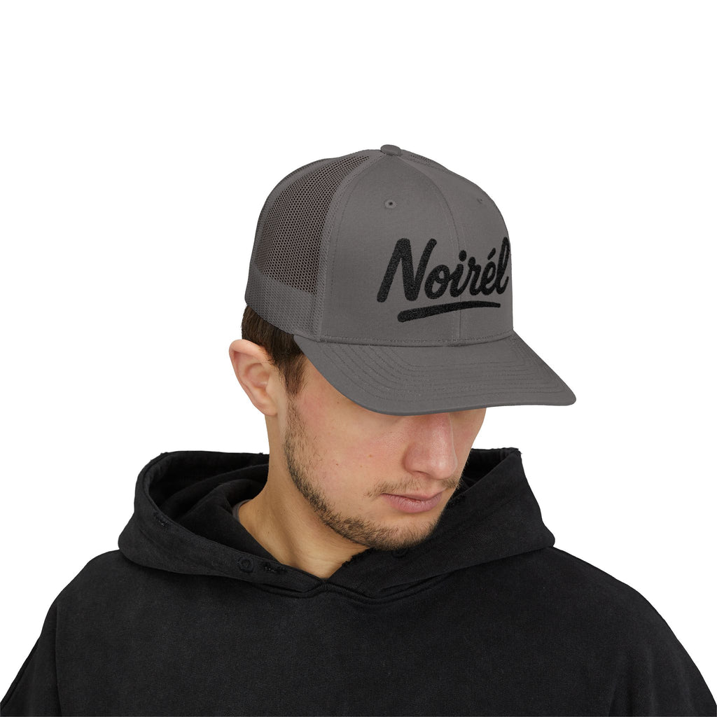 Noirél Trucker Cap — Retro Script Snapback Hat