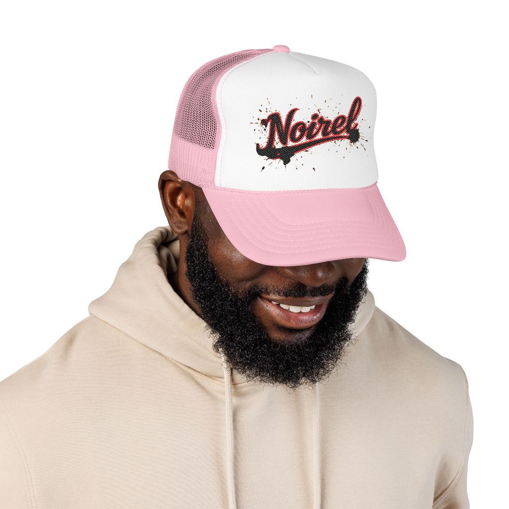 Noiriel Trucker Hat – Retro Script Logo Foam Mesh Cap 