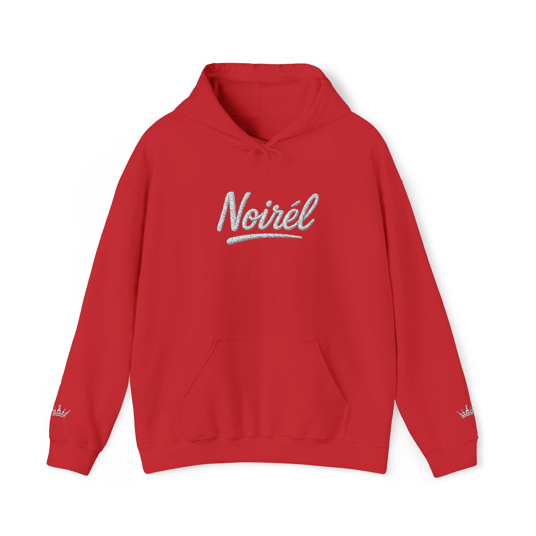 NOIRÉL Script Hoodie – Weiß gesticktes Logo
