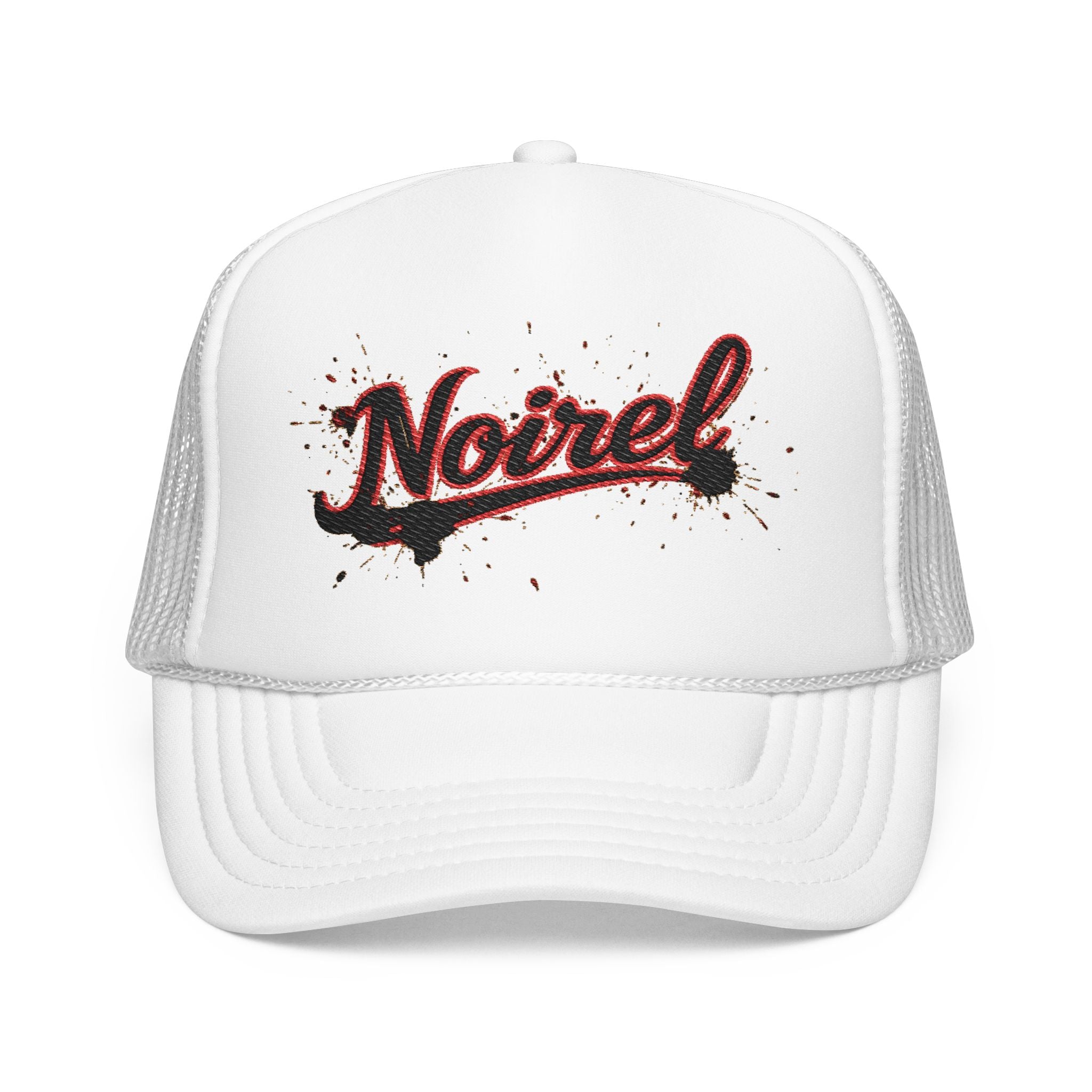 Noiriel Trucker Hat – Retro Script Logo Foam Mesh Cap 