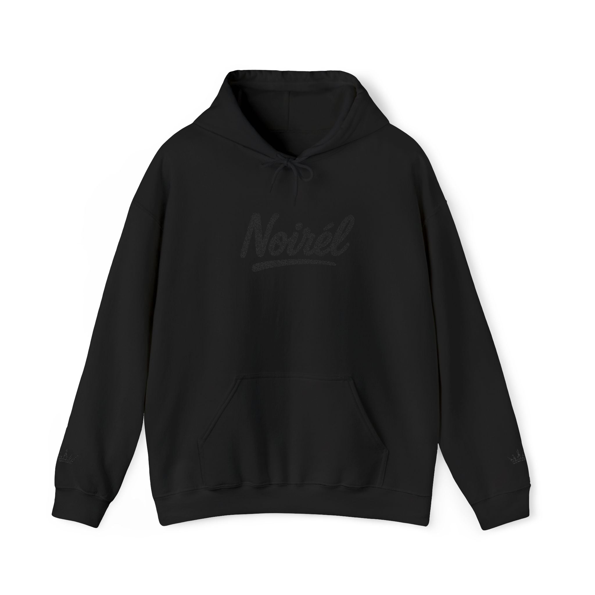 NOIRÉL Script Hoodie – Schwarz gesticktes Logo