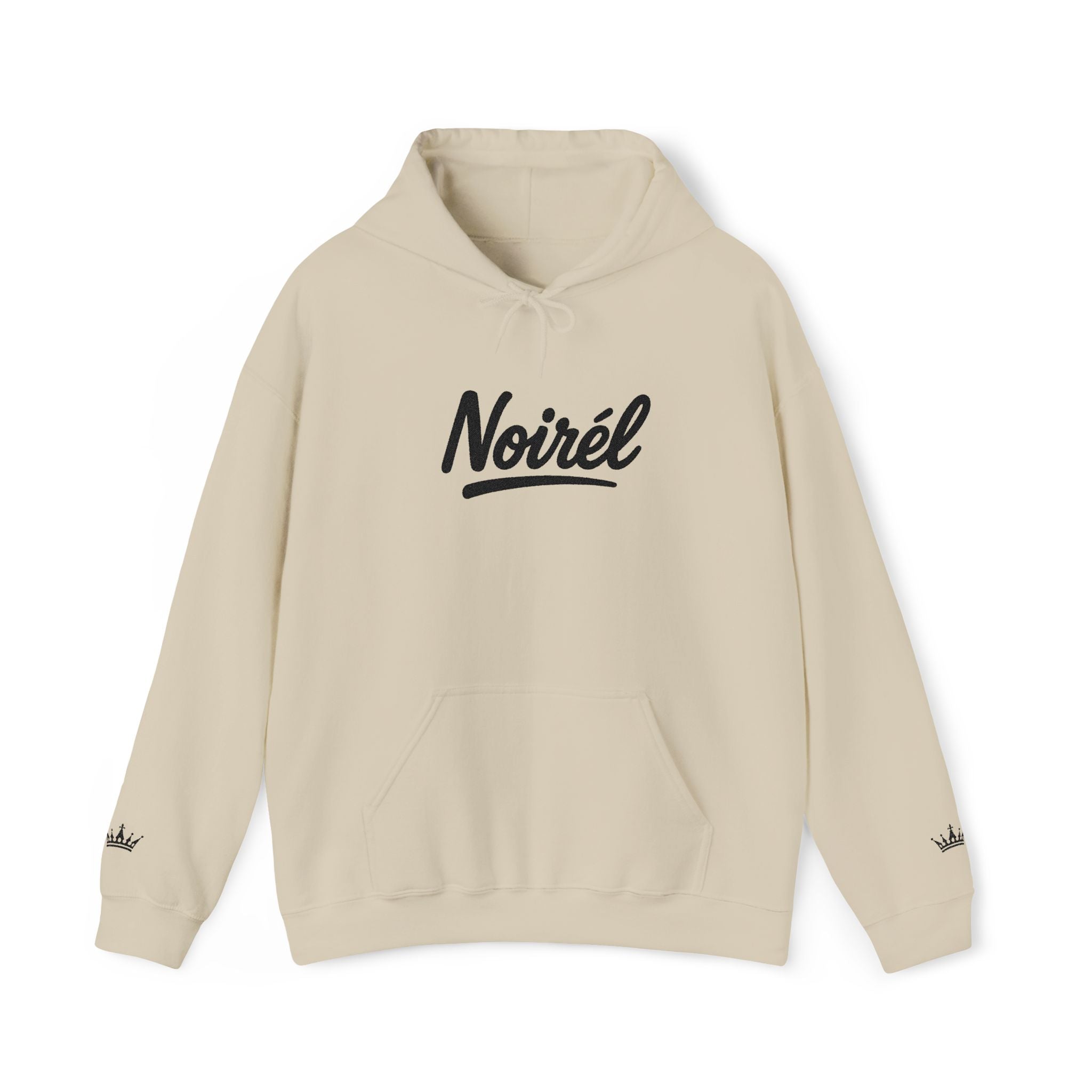 NOIRÉL Script Hoodie – Schwarz gesticktes Logo