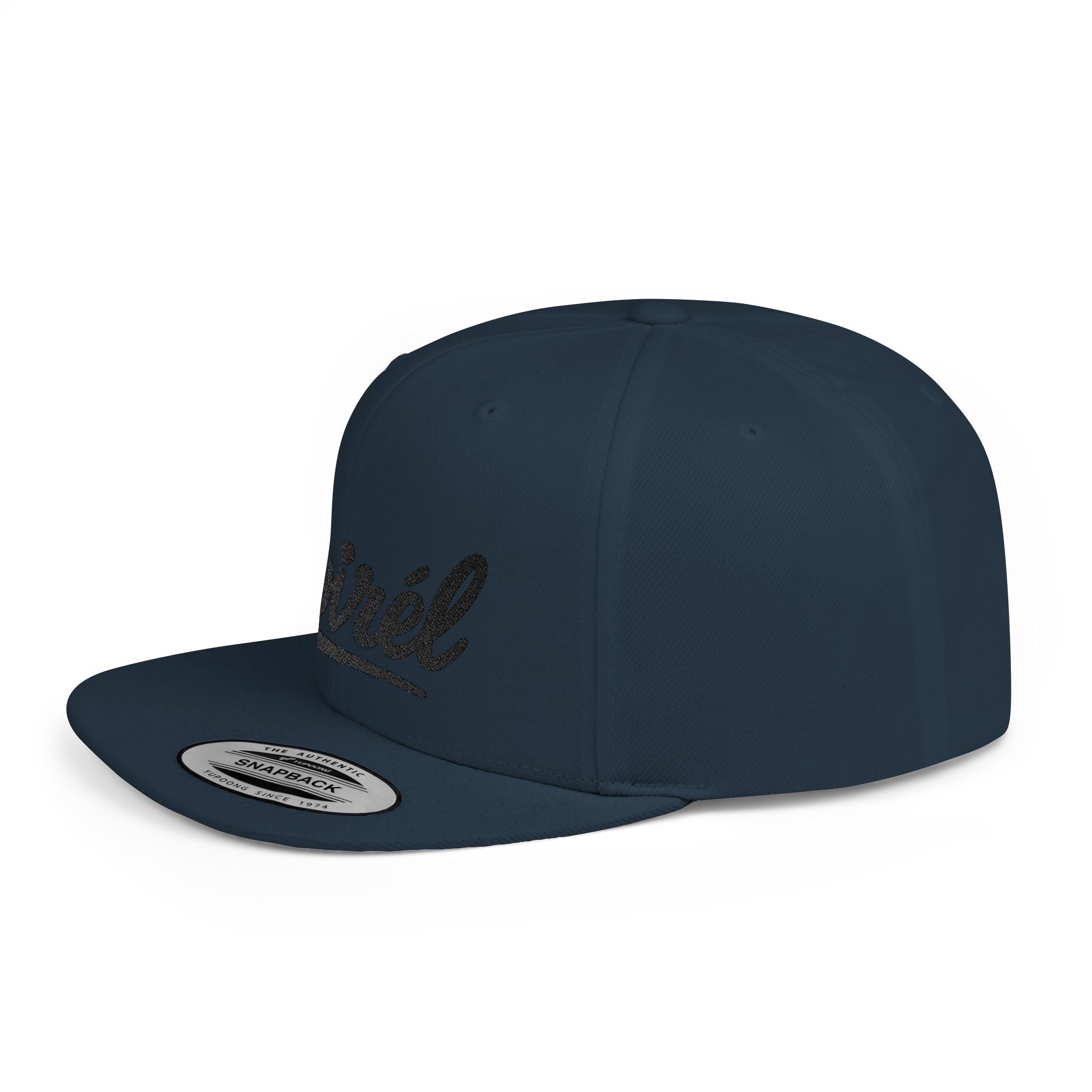 Snapback Hat — 'Noirél' Script Flat Bill Cap, Casual Streetwear Hat 