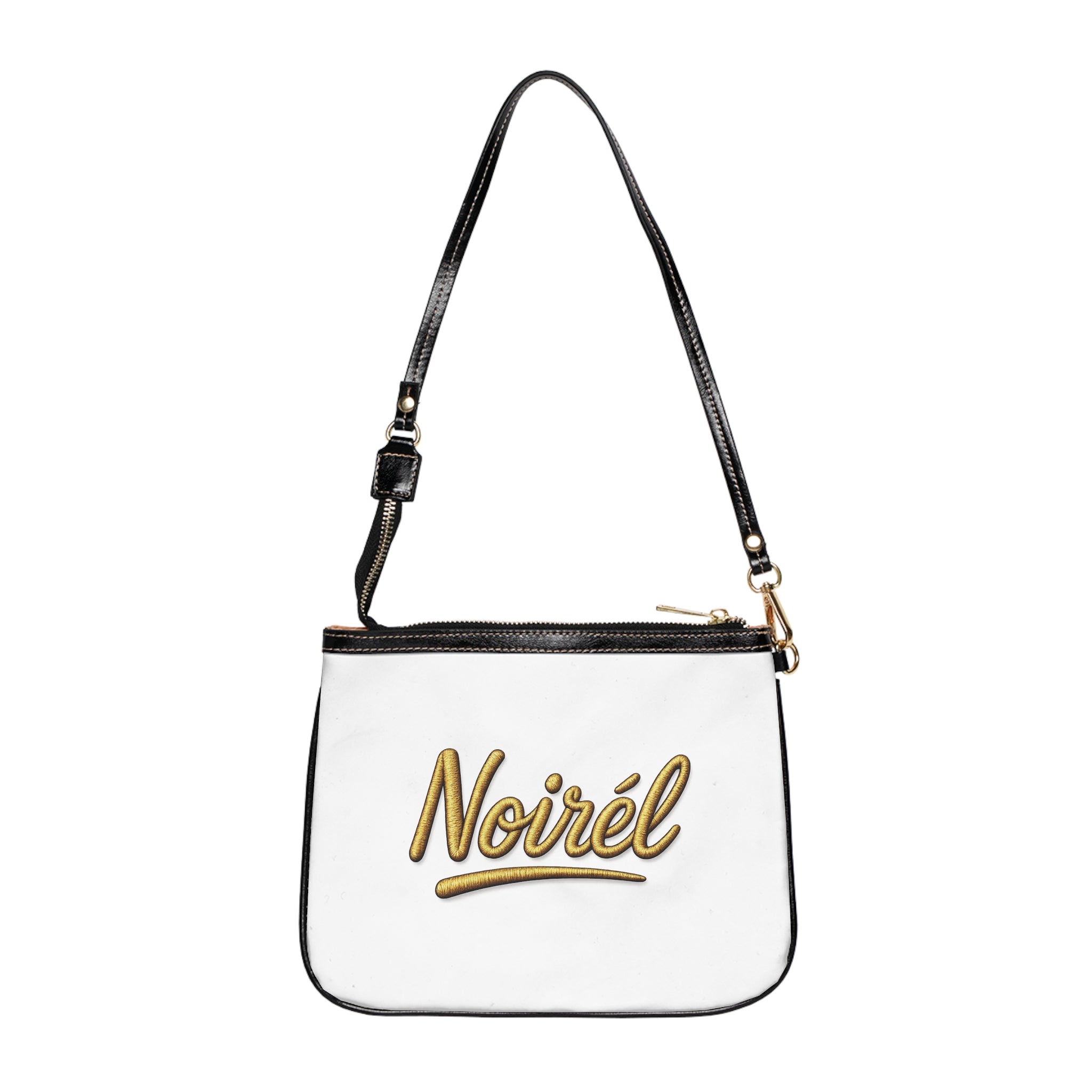 NOIRÉL Shoulder Bag – Gold Script Print