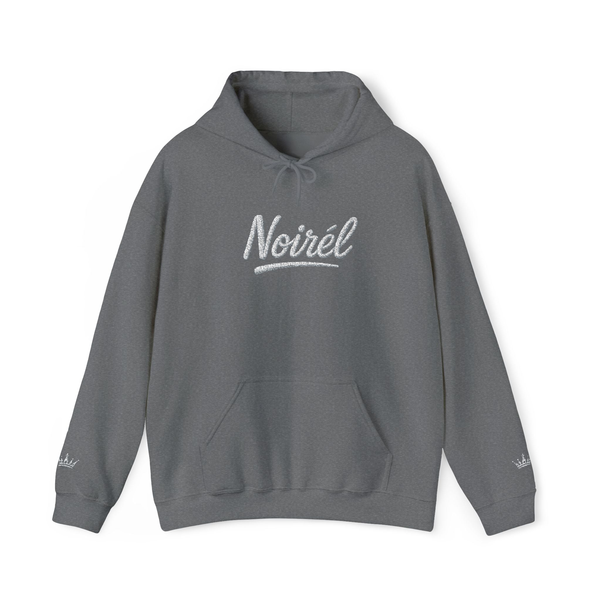 NOIRÉL Script Hoodie – Weiß gesticktes Logo