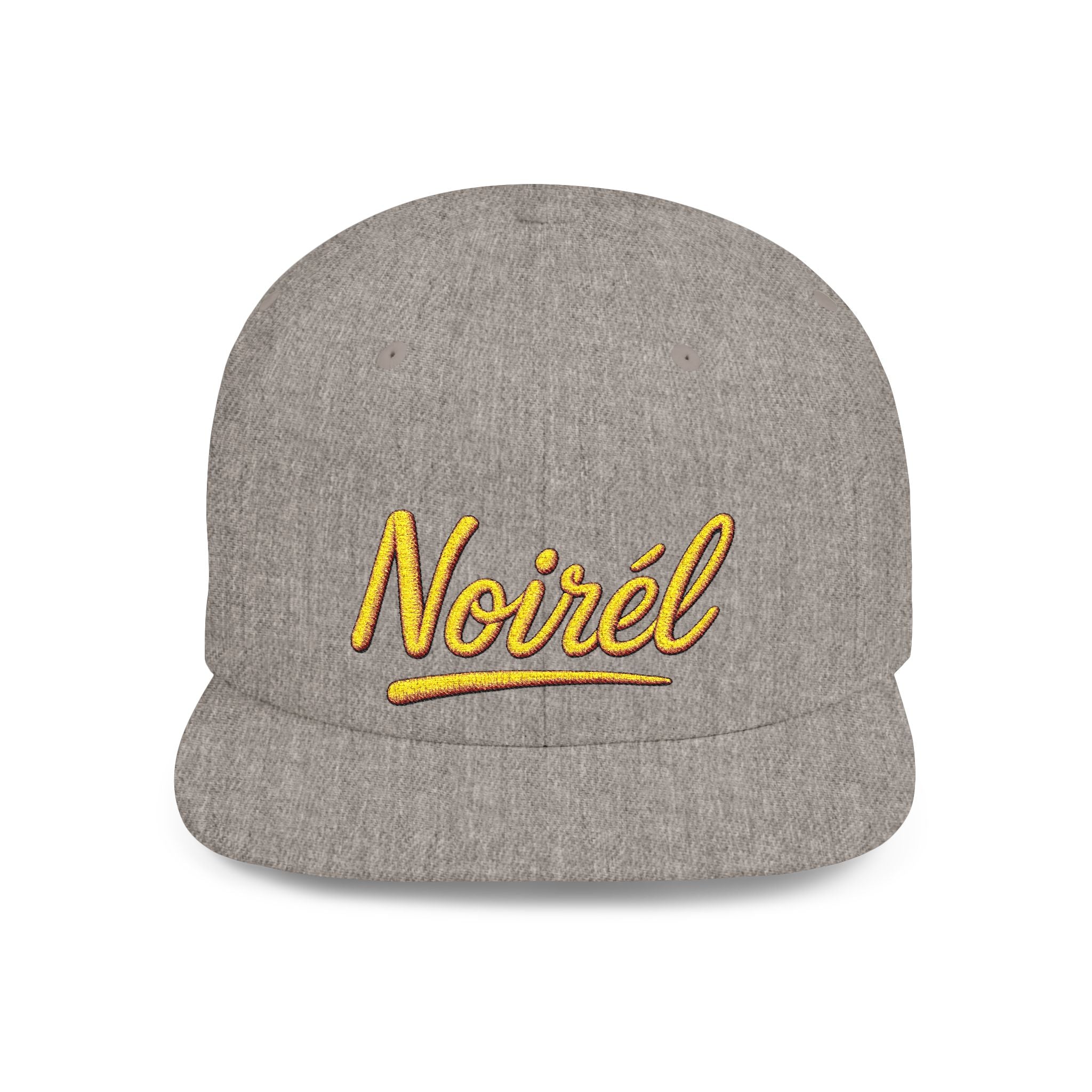 Snapback Hat — 'Noirél' Gold Script Embroidered Flat Bill Cap