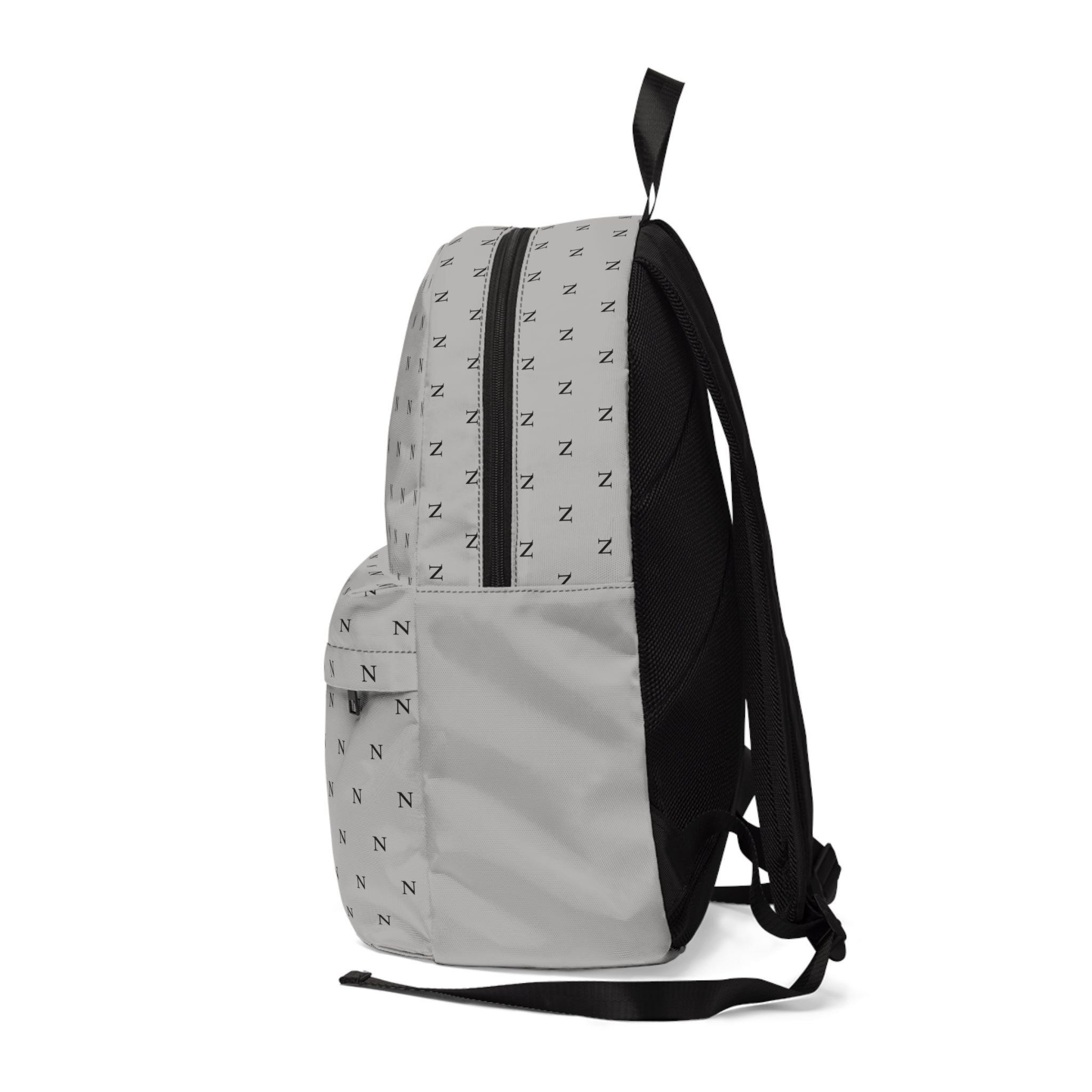 Backpack — Minimalist Monogram Grey Backpack with "NOIRÉL" Front Logo