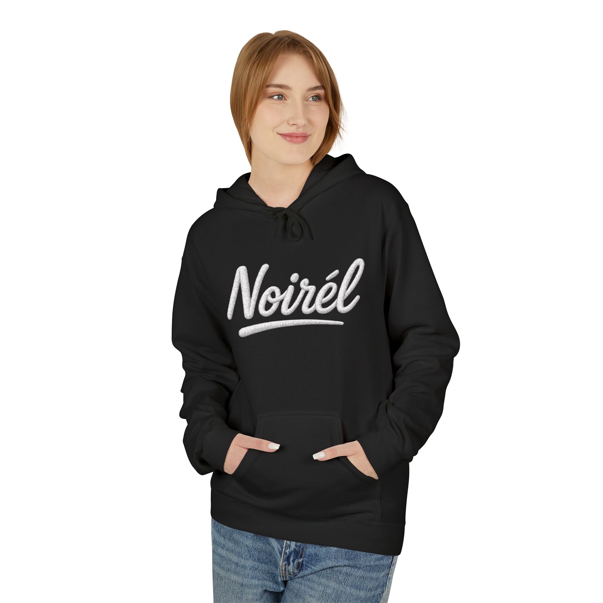 NOIREL Hoodie – white Script Print