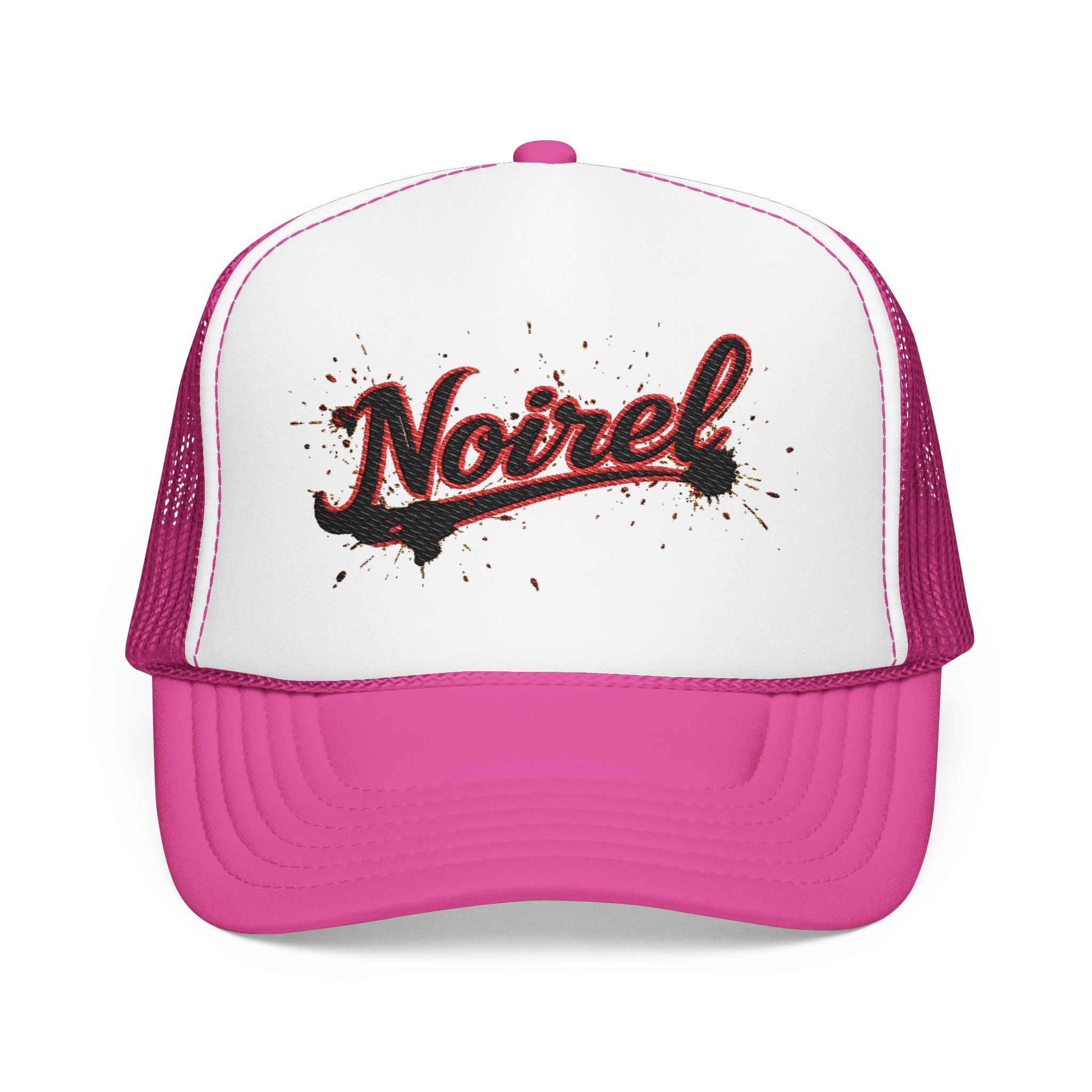 Noiriel Trucker Hat – Retro Script Logo Foam Mesh Cap 