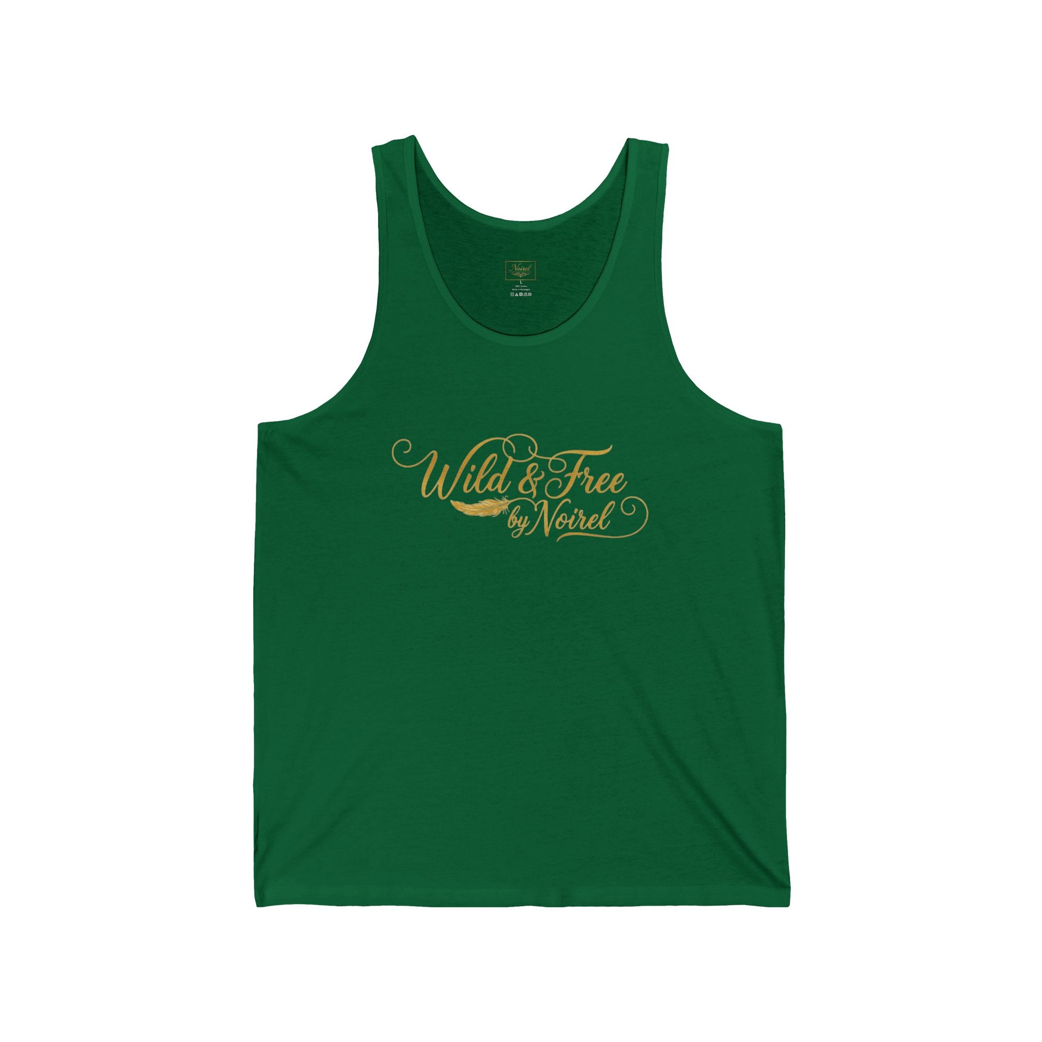Tank Top — "Wild & Free by Nature" Gold Script Summer Tank