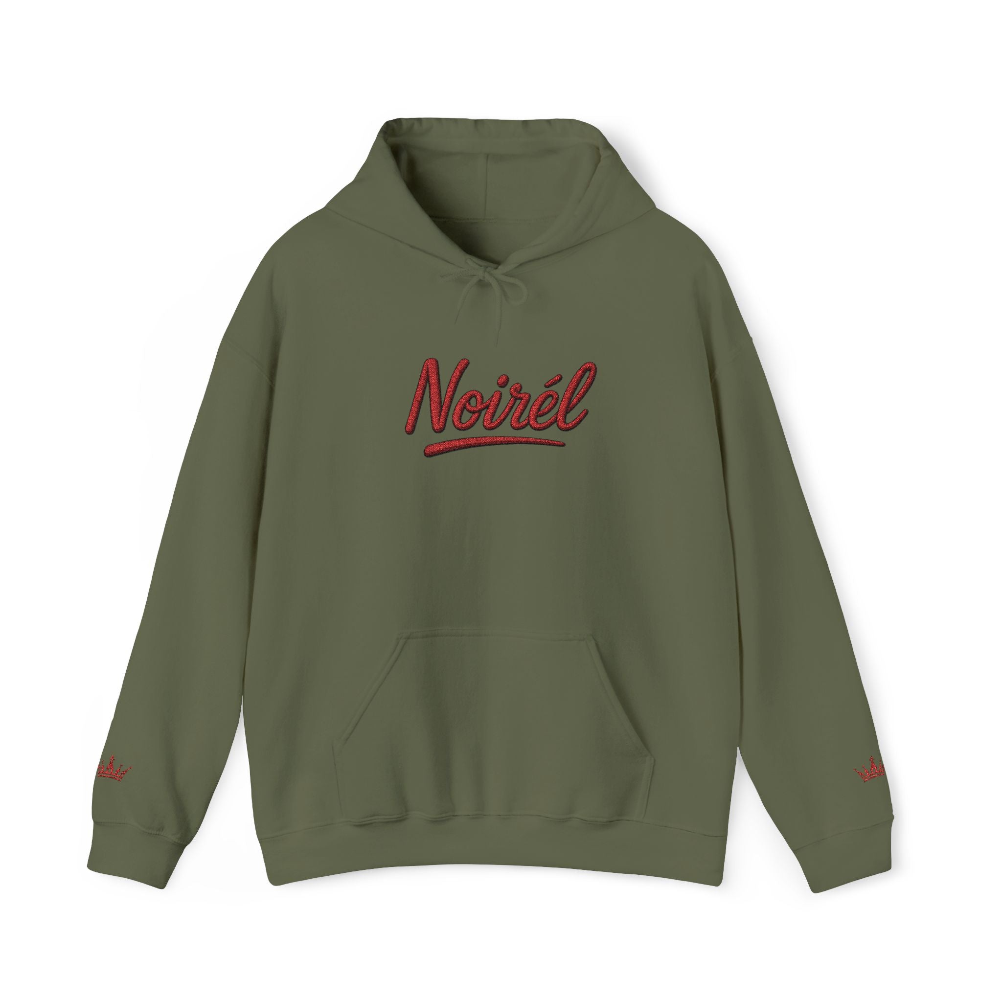 NOIRÉL Script Hoodie – Rot gesticktes Logo
