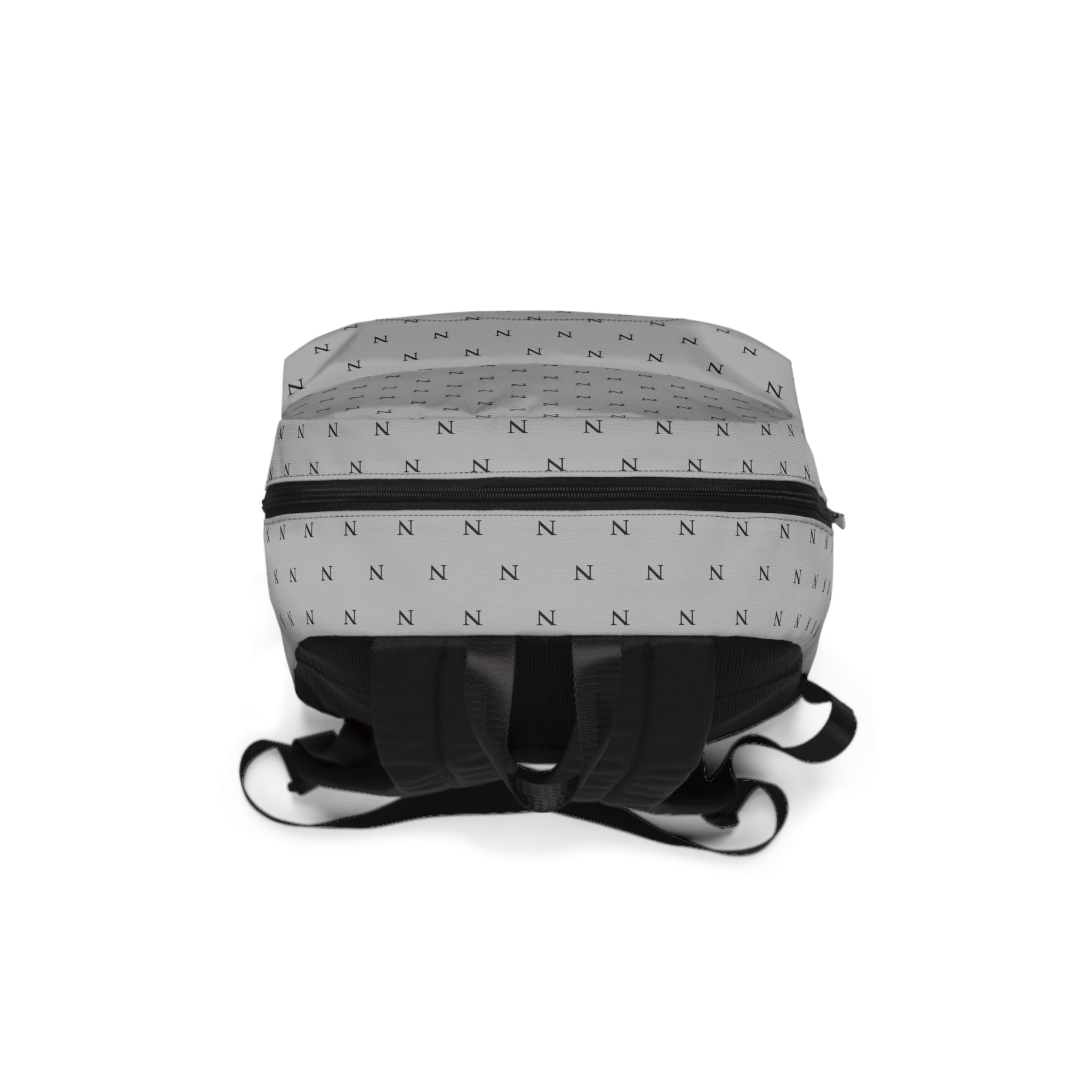 Backpack — Minimalist Monogram Grey Backpack with "NOIRÉL" Front Logo