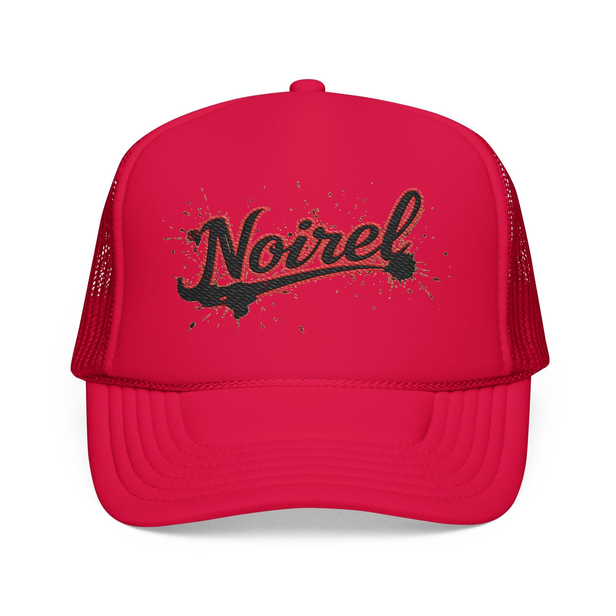 Noiriel Trucker Hat – Retro Script Logo Foam Mesh Cap 