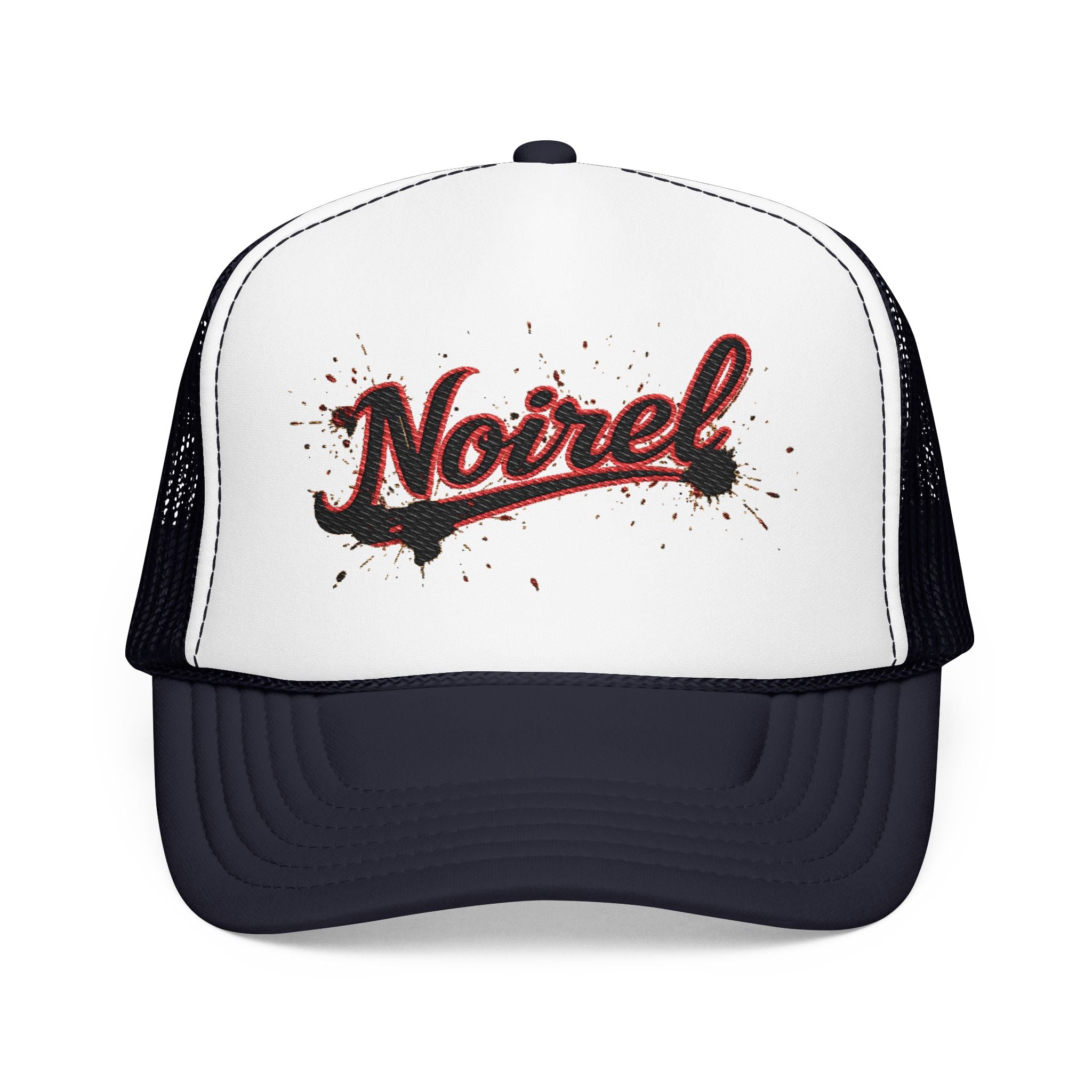 Noiriel Trucker Hat – Retro Script Logo Foam Mesh Cap 
