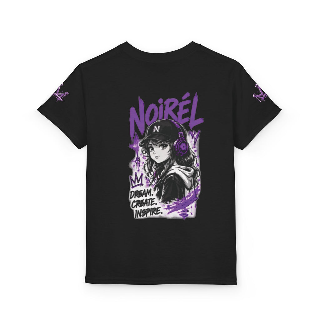 Noirel Kinder T-Shirt – „Dream. Create. Inspire.“ Graffiti Crown Tee