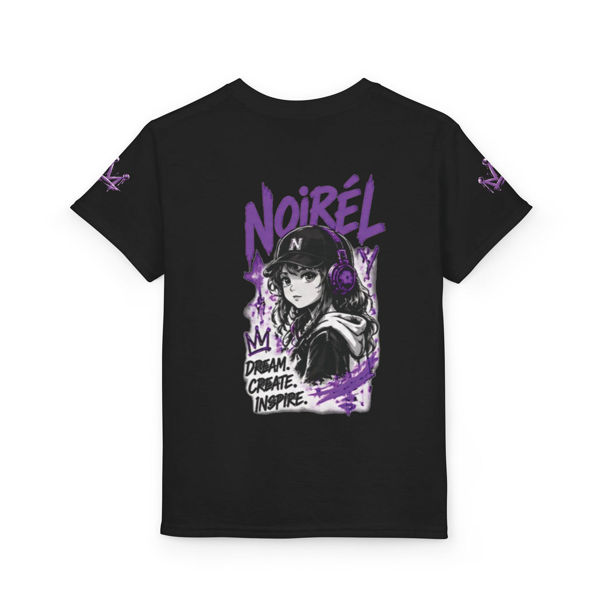 Noirel Kinder T-Shirt – „Dream. Create. Inspire.“ Graffiti Crown Tee