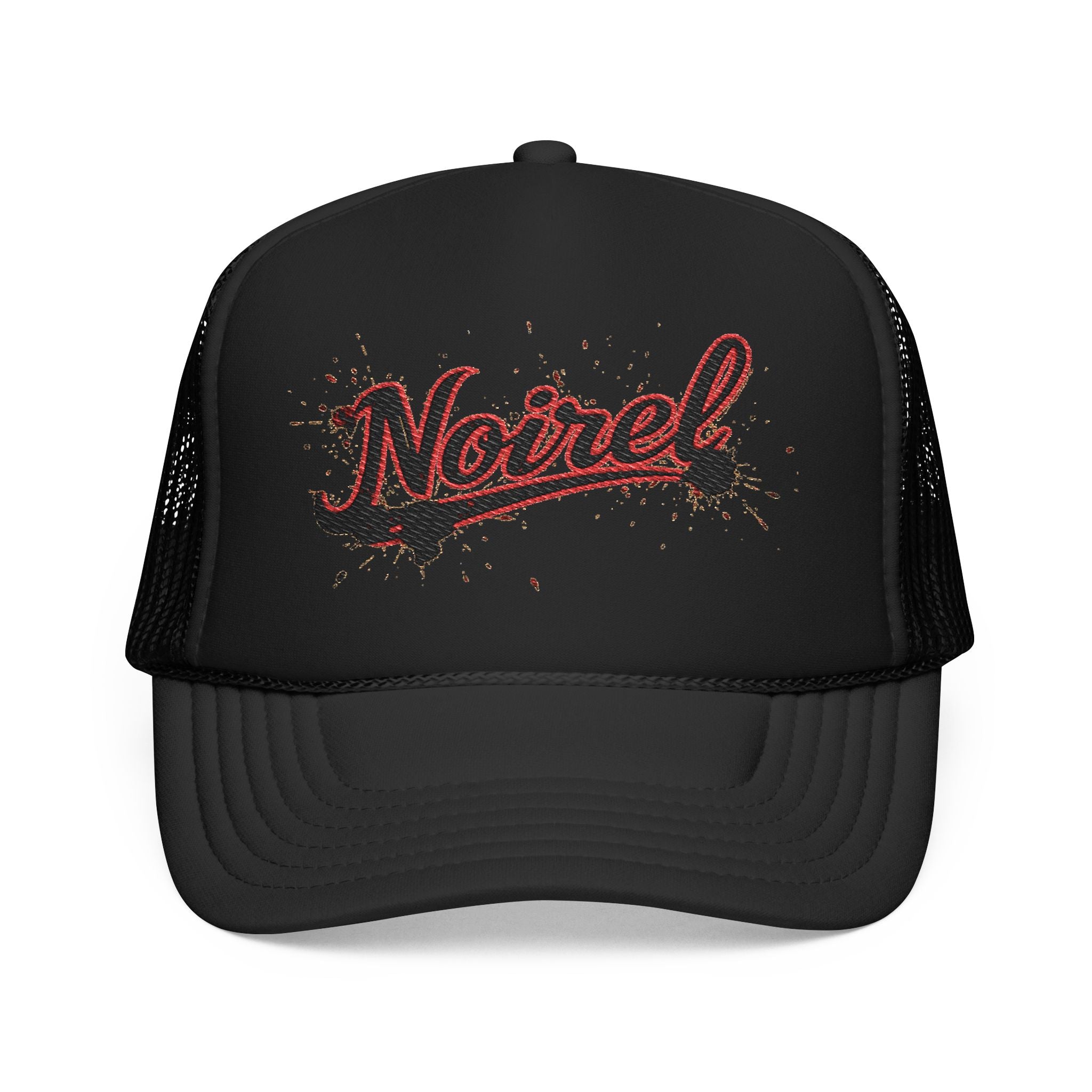 Noiriel Trucker Hat – Retro Script Logo Foam Mesh Cap 