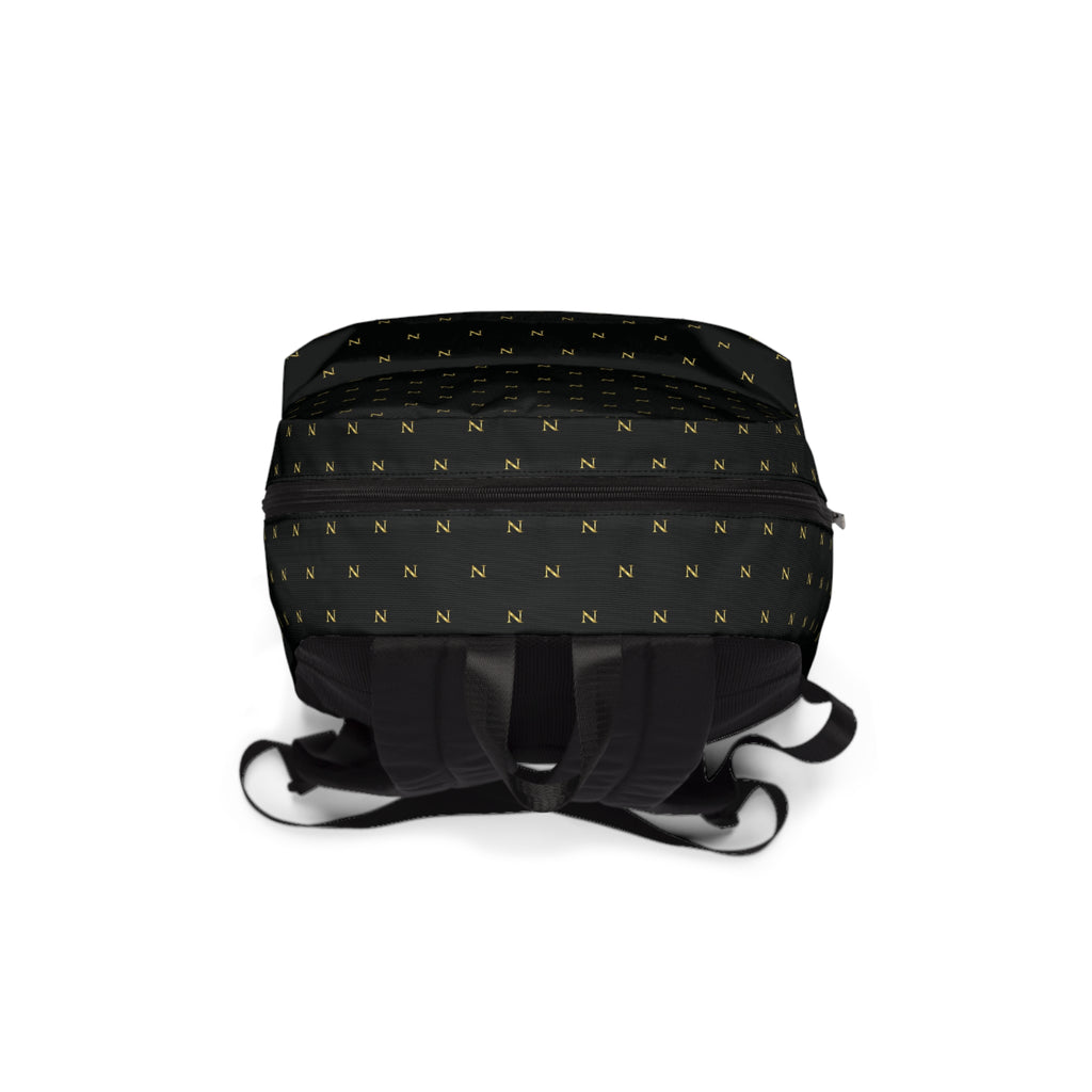 Noirel Monogram Backpack — Luxe Black & Gold Classic Backpack