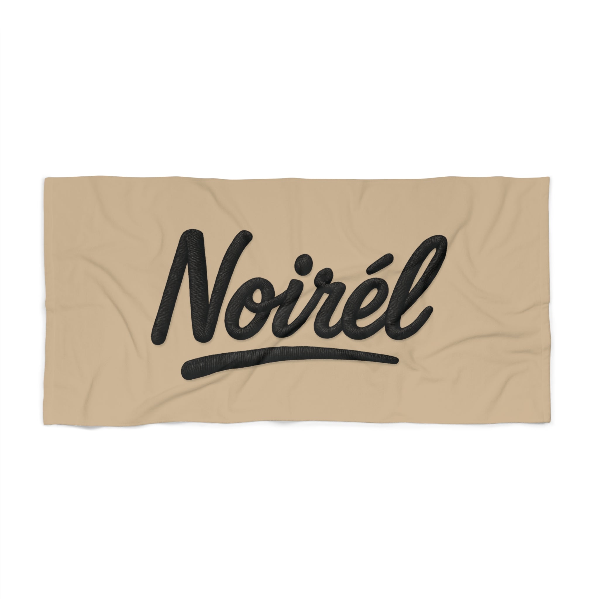 NOIRÉL Script Beach Towel – Premium Beach Towel with Black Script Logo