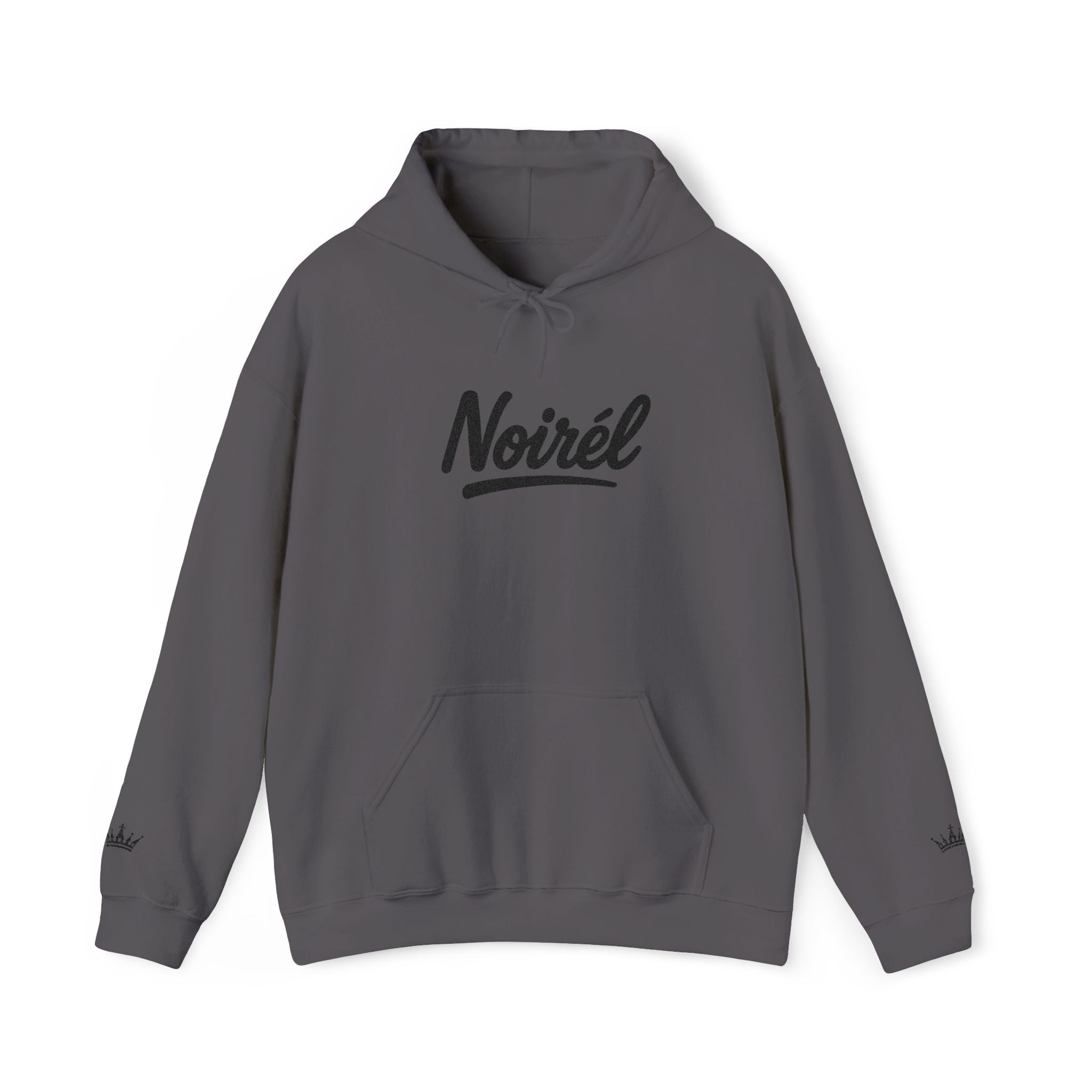 NOIRÉL Script Hoodie – Schwarz gesticktes Logo