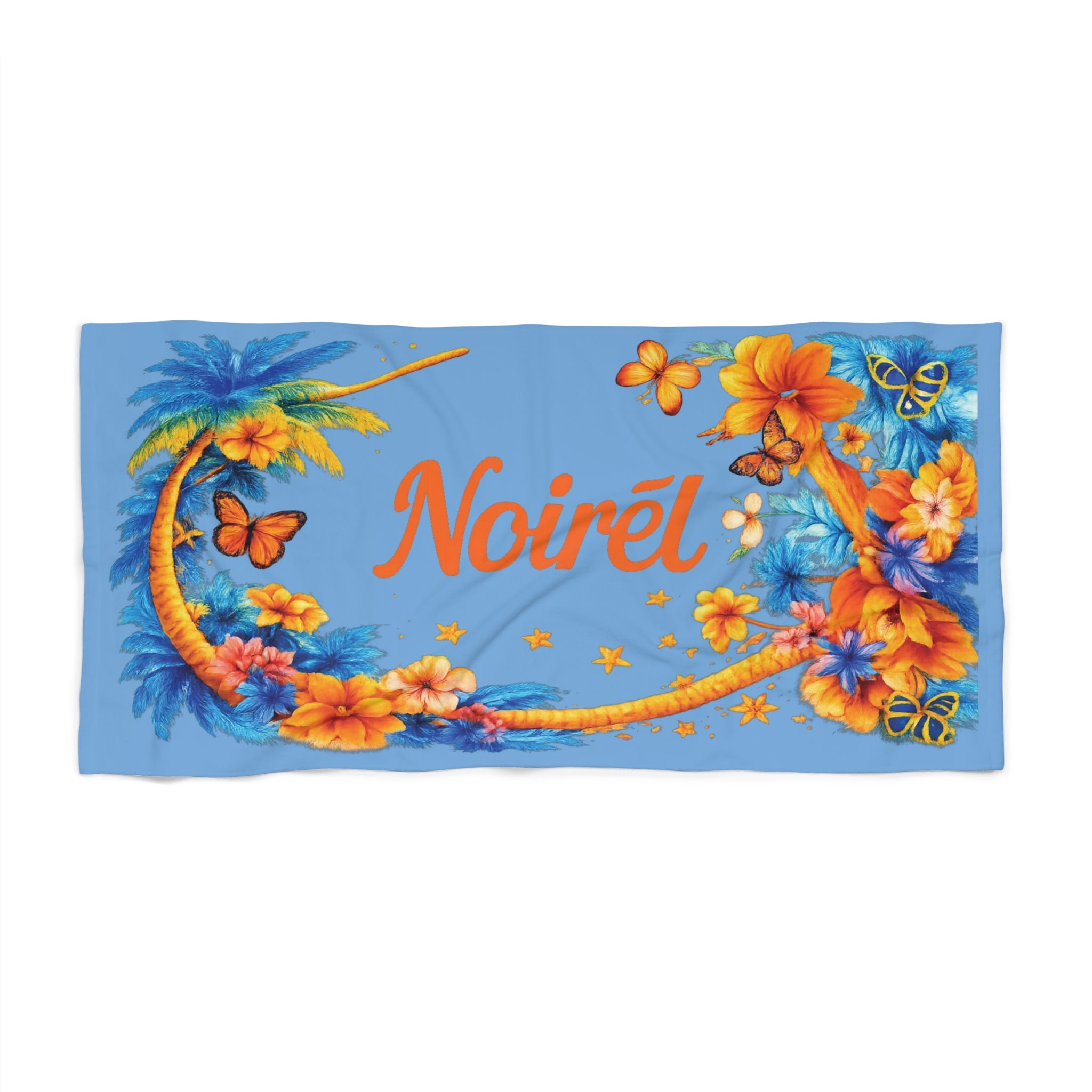 NOIRÉL Beach Towel – Blue Hibiscus