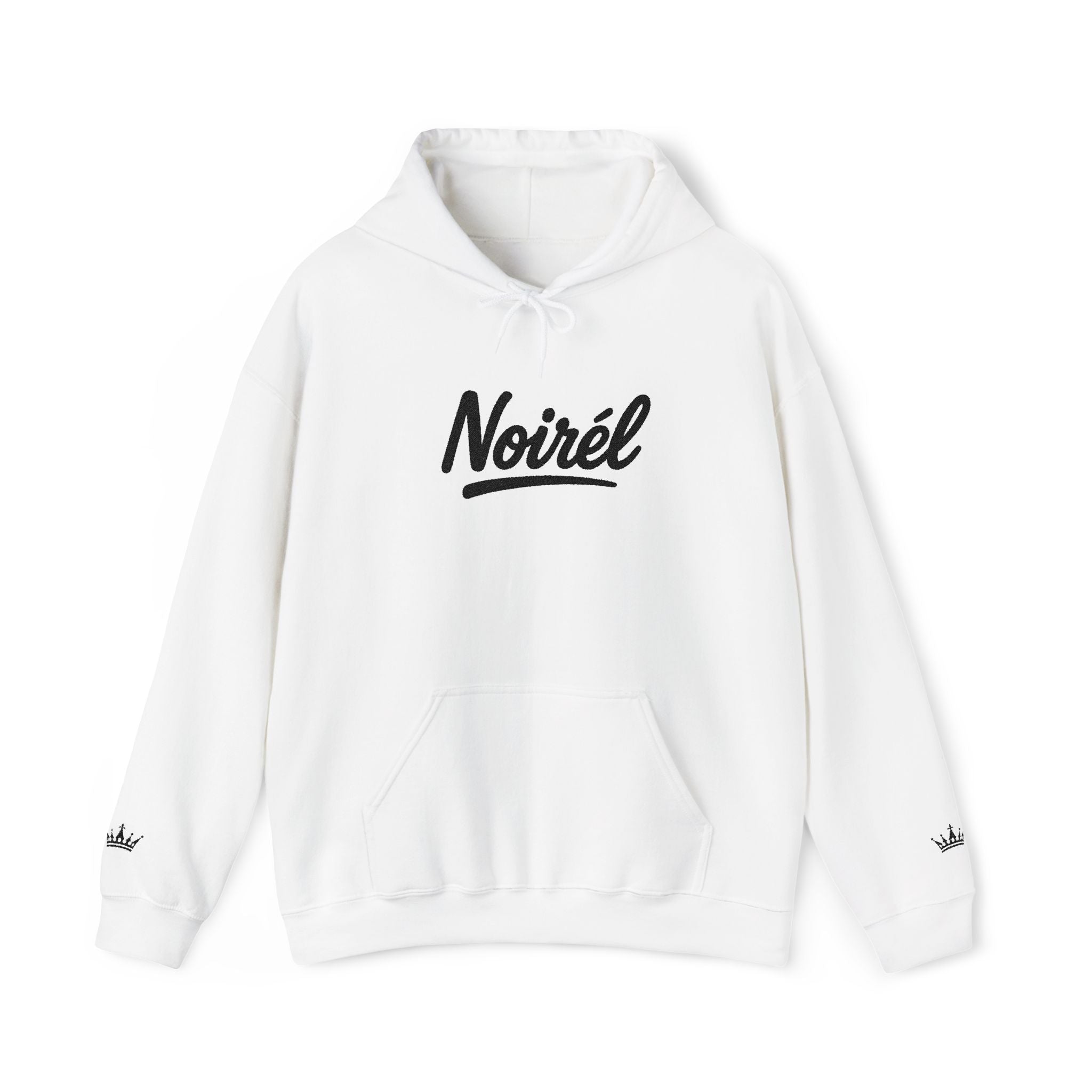 NOIRÉL Script Hoodie – Schwarz gesticktes Logo