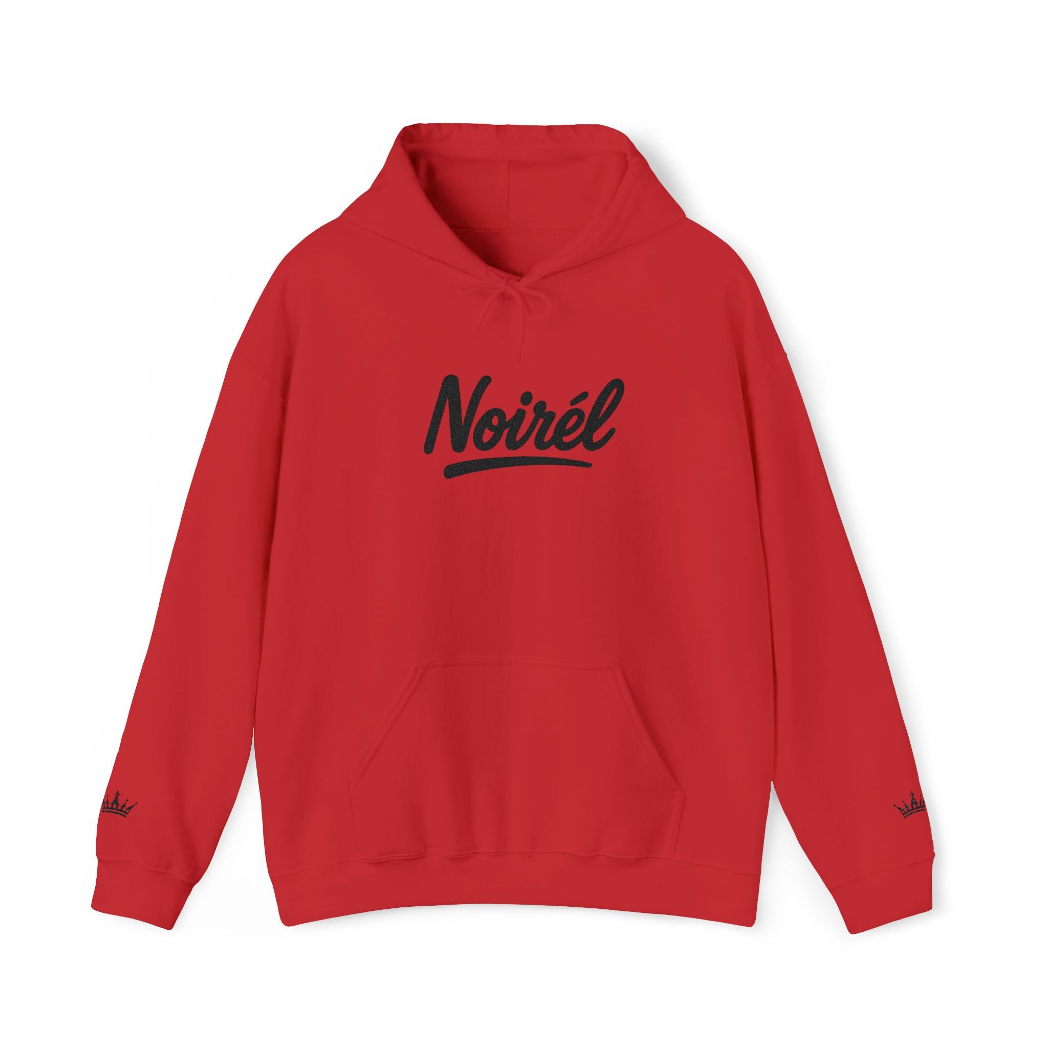 NOIRÉL Script Hoodie – Schwarz gesticktes Logo
