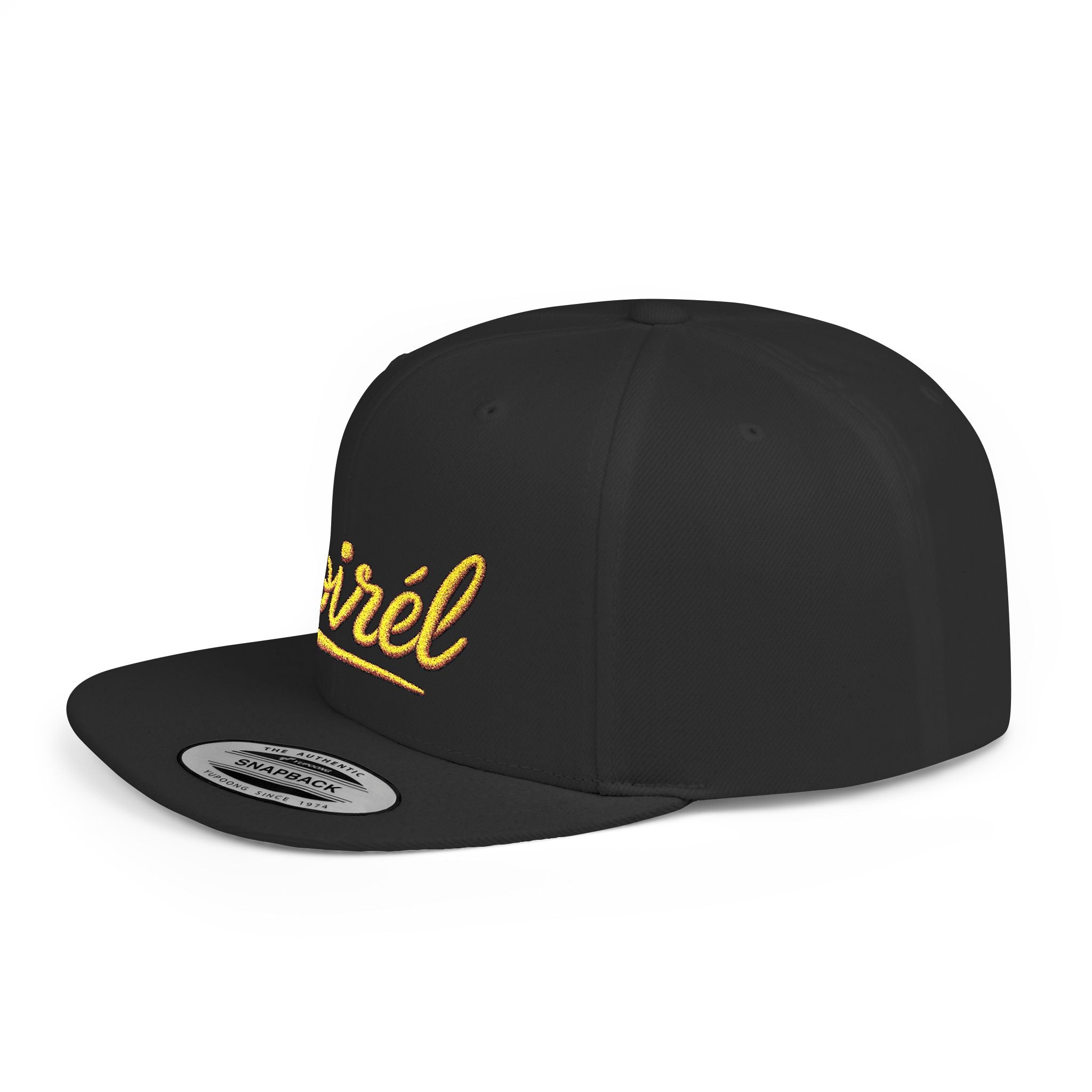 Snapback Hat — 'Noirél' Gold Script Embroidered Flat Bill Cap