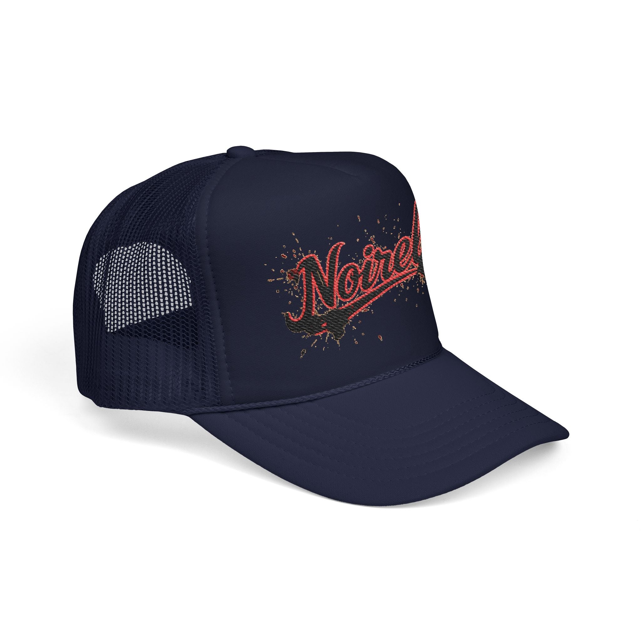 Noiriel Trucker Hat – Retro Script Logo Foam Mesh Cap 