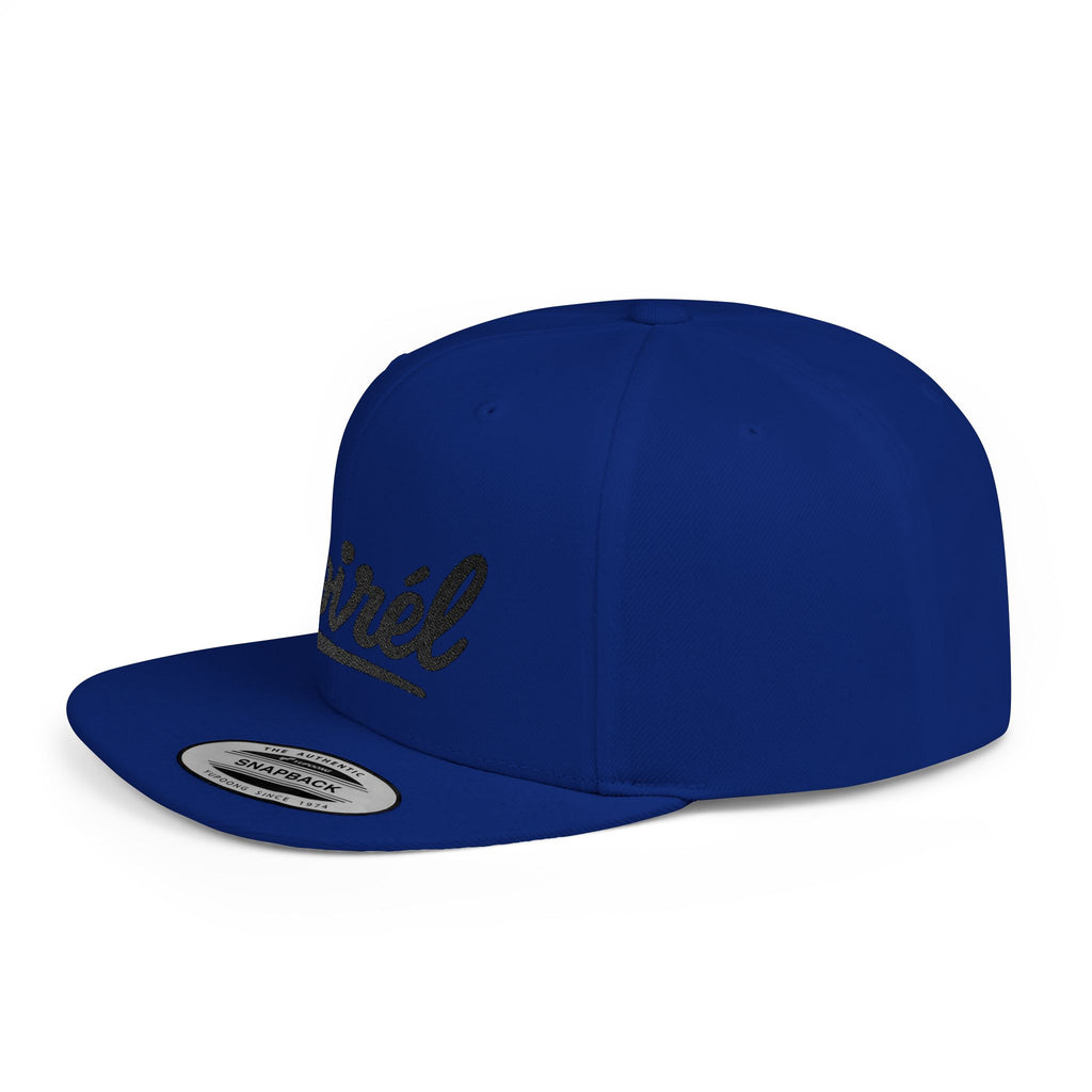 Snapback Hat — 'Noirél' Script Flat Bill Cap, Casual Streetwear Hat 