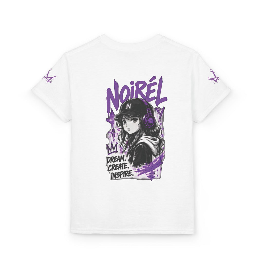 Noirel Kinder T-Shirt – „Dream. Create. Inspire.“ Graffiti Crown Tee