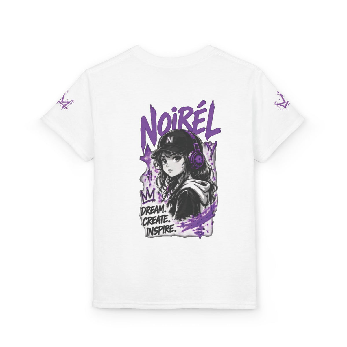 Noirel Kinder T-Shirt – „Dream. Create. Inspire.“ Graffiti Crown Tee