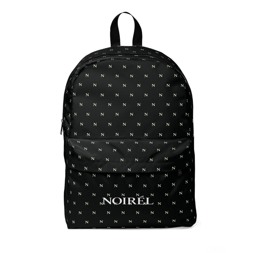 Noirel Monogram Backpack – Black Designer Logo Daypack