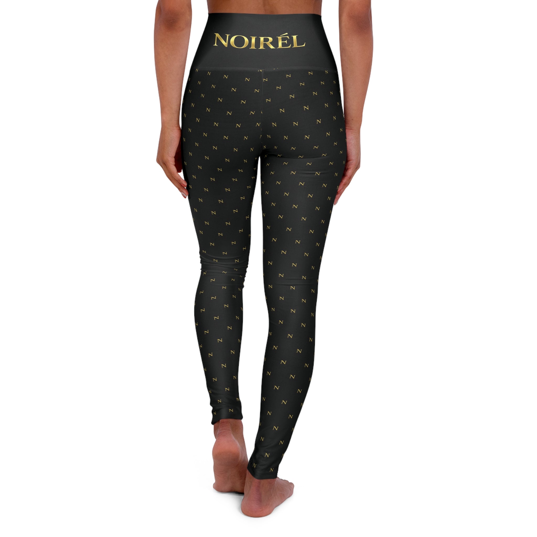 High-Waist Noirél Yoga Leggings — Black & Gold Luxe Activewear