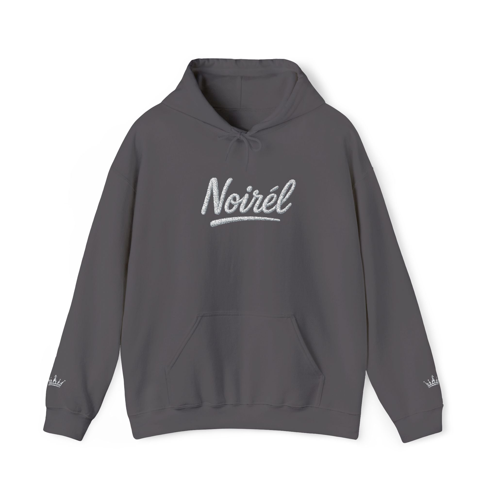 NOIRÉL Script Hoodie – Weiß gesticktes Logo