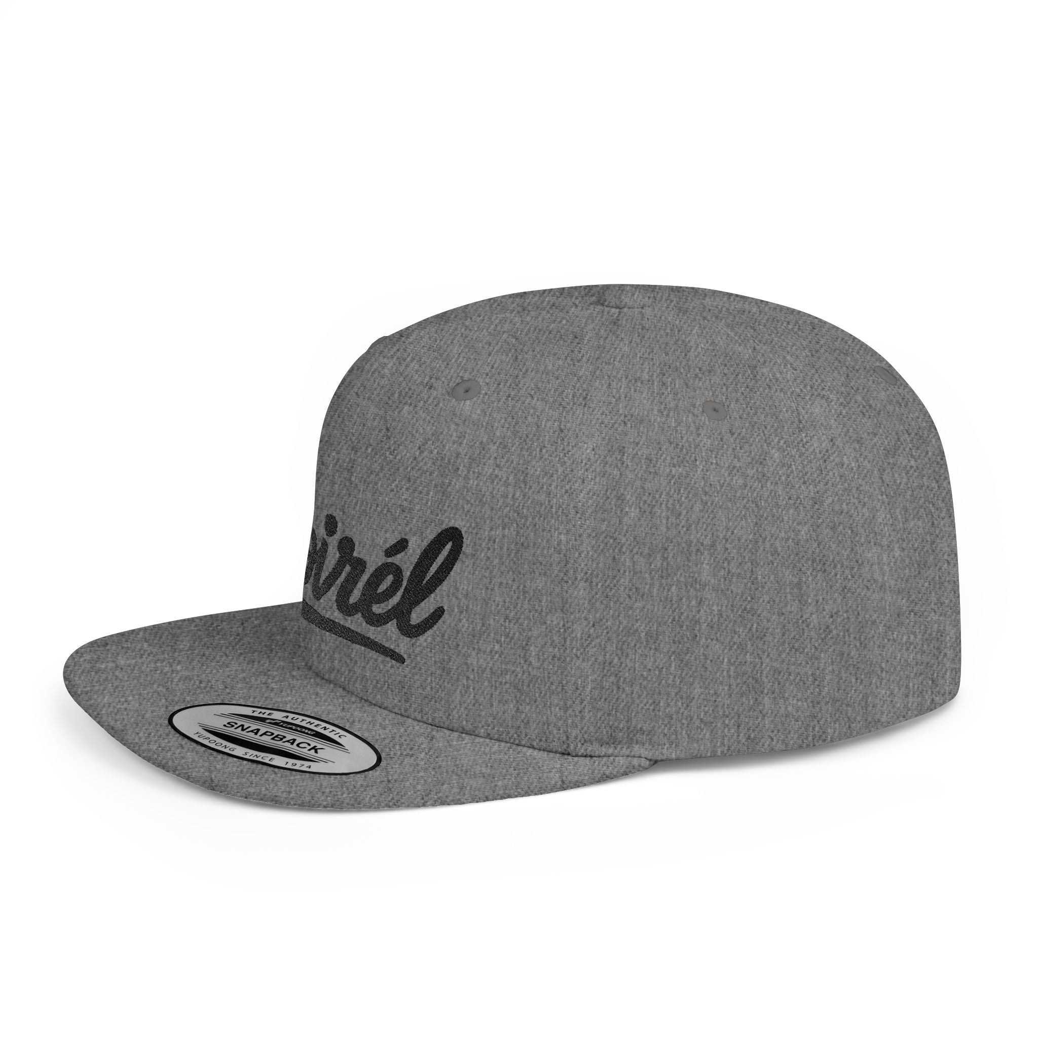 Snapback Hat — 'Noirél' Script Flat Bill Cap, Casual Streetwear Hat 