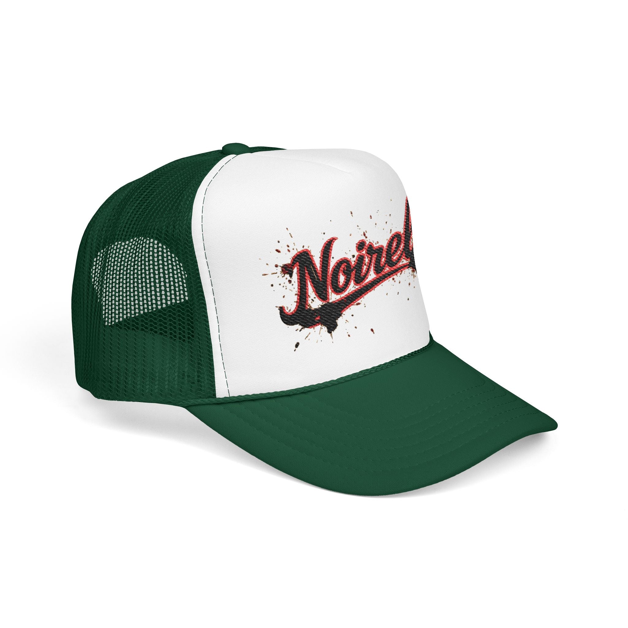 Noiriel Trucker Hat – Retro Script Logo Foam Mesh Cap 