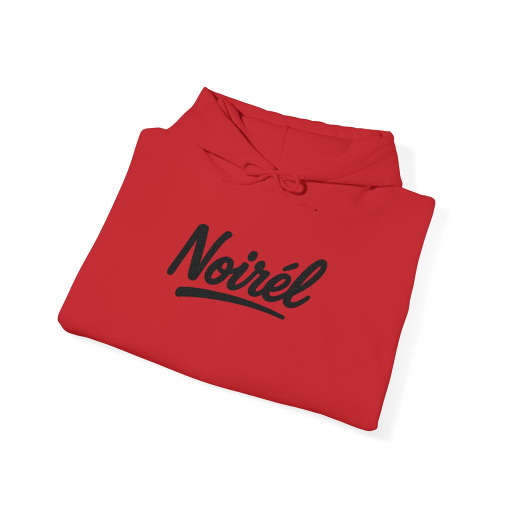 NOIRÉL Script Hoodie – Schwarz gesticktes Logo