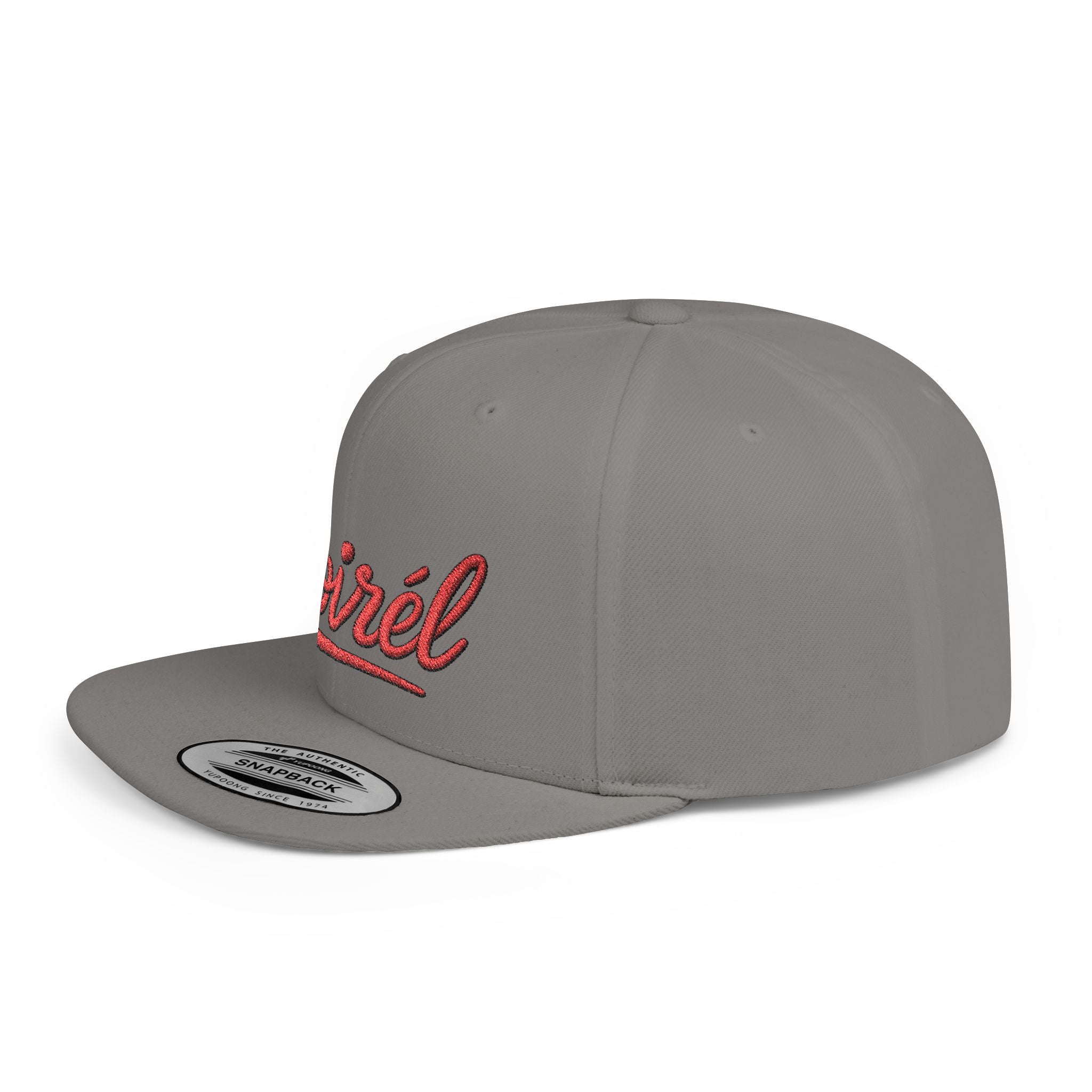 Noirél Script Logo Flat Bill Snapback | Embroidered Red Text Cap