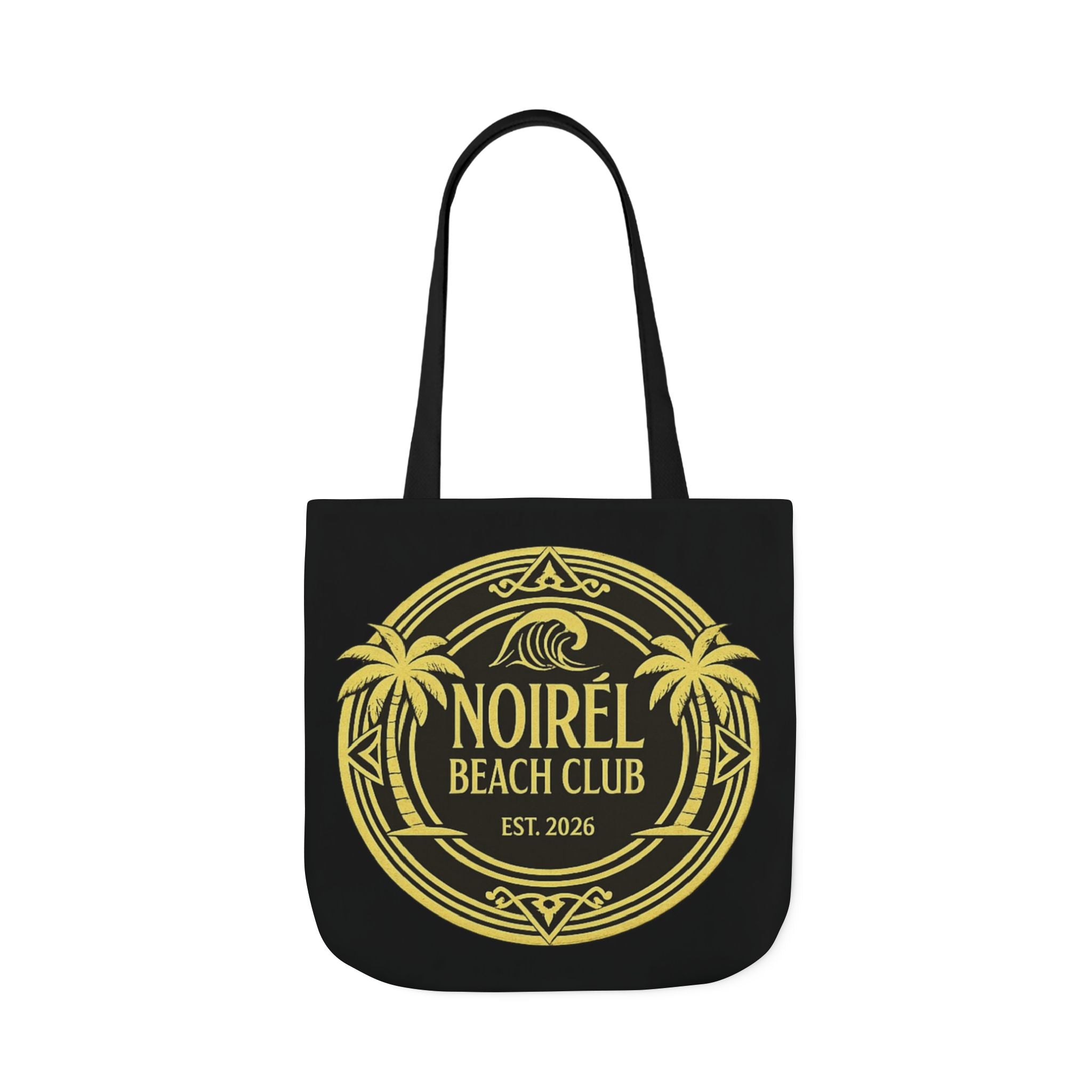 Noirel Beach Club Canvas Tote — Gold Palm Logo Beach Bag