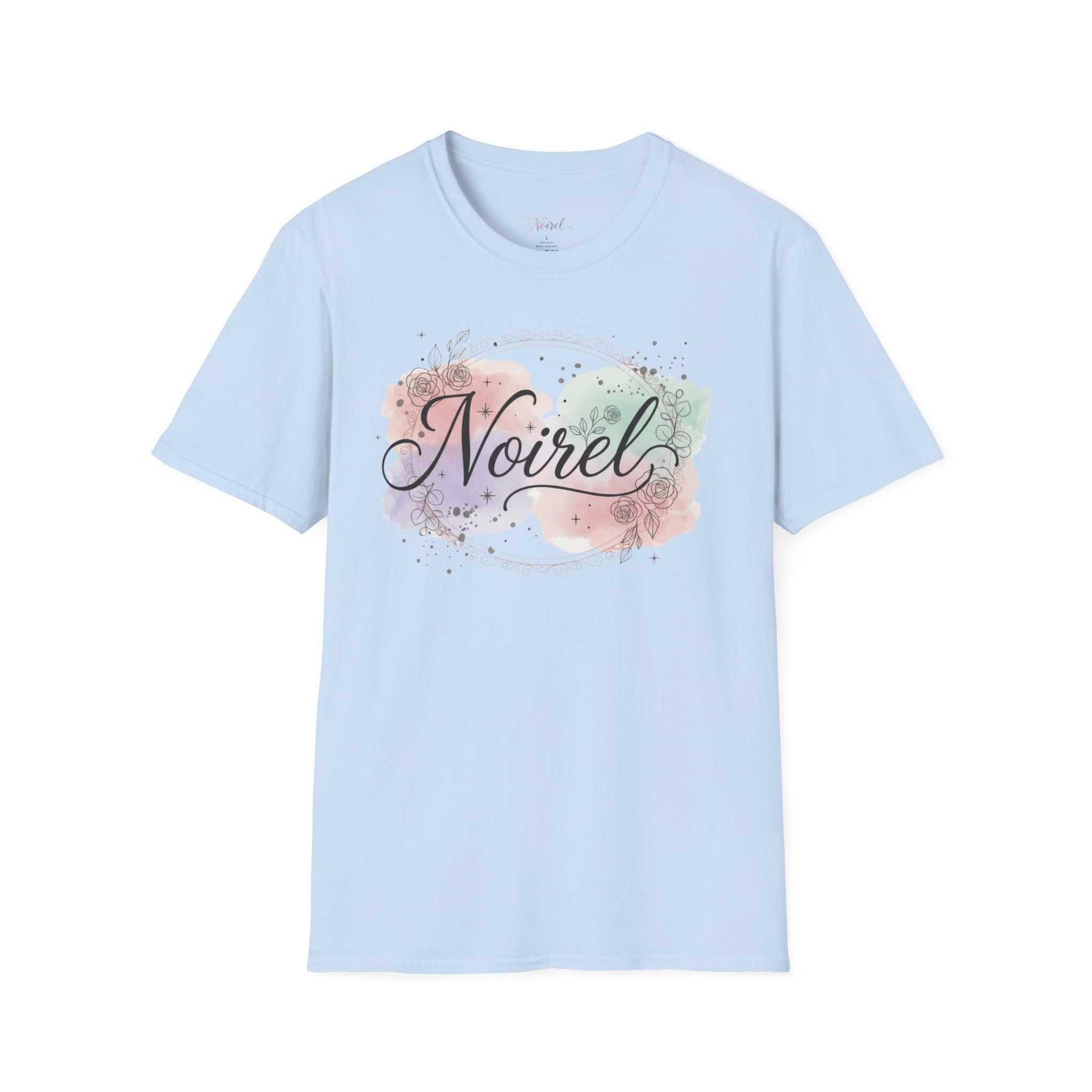 Noirel Watercolor Script T-Shirt — Feminine Name Graphic Tee 